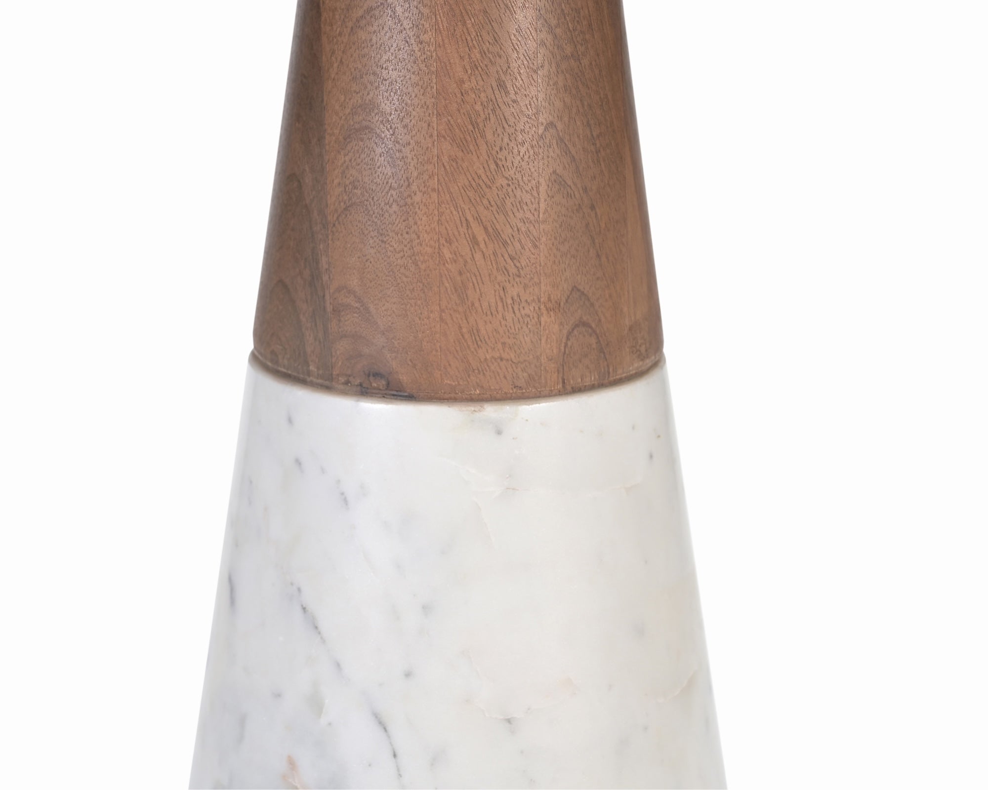 Annie Dining Table - Brushed Mid-brown Wood & Natural White Marble