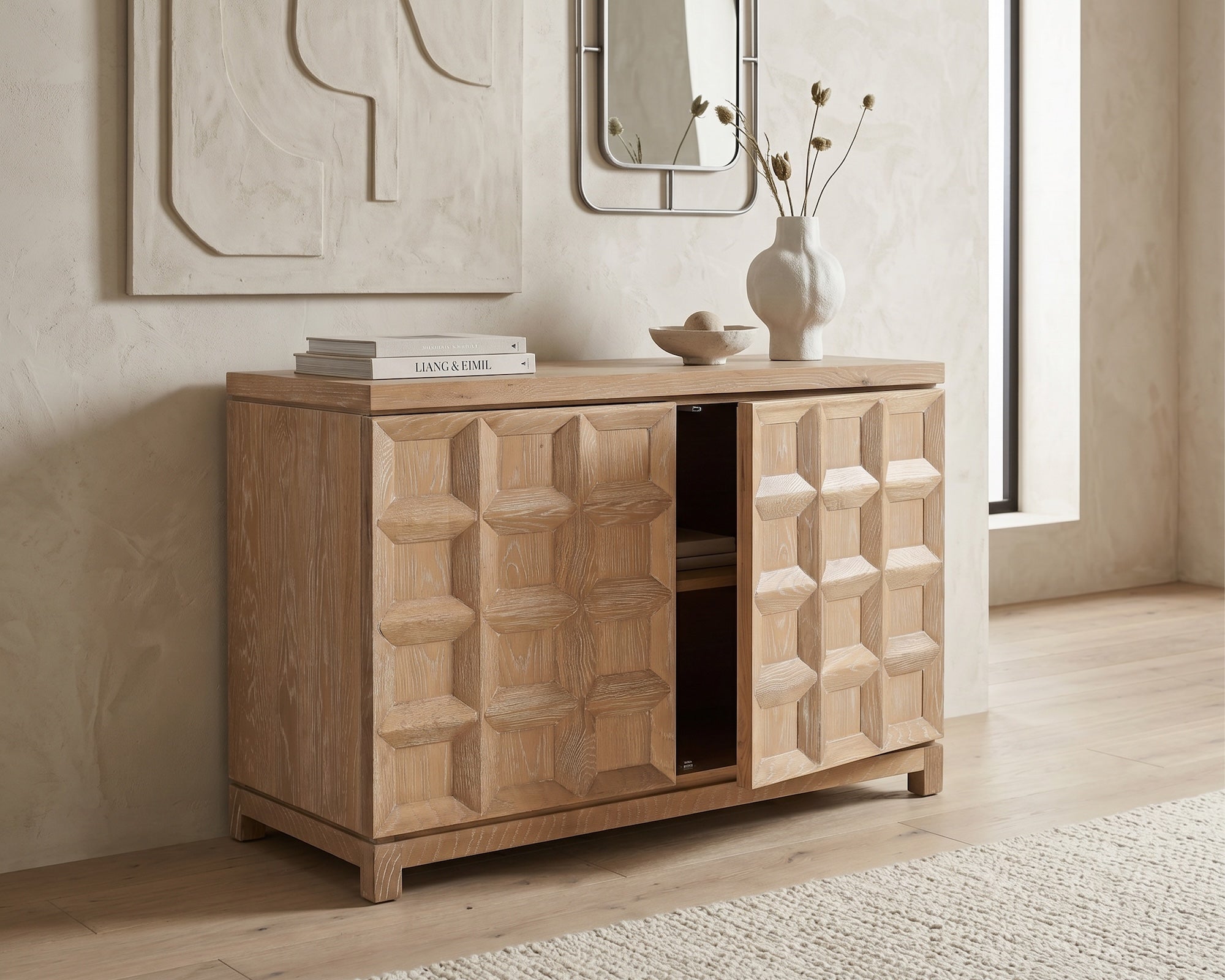 Llauna 2 Door Sideboard - Brushed Light Beige Oak