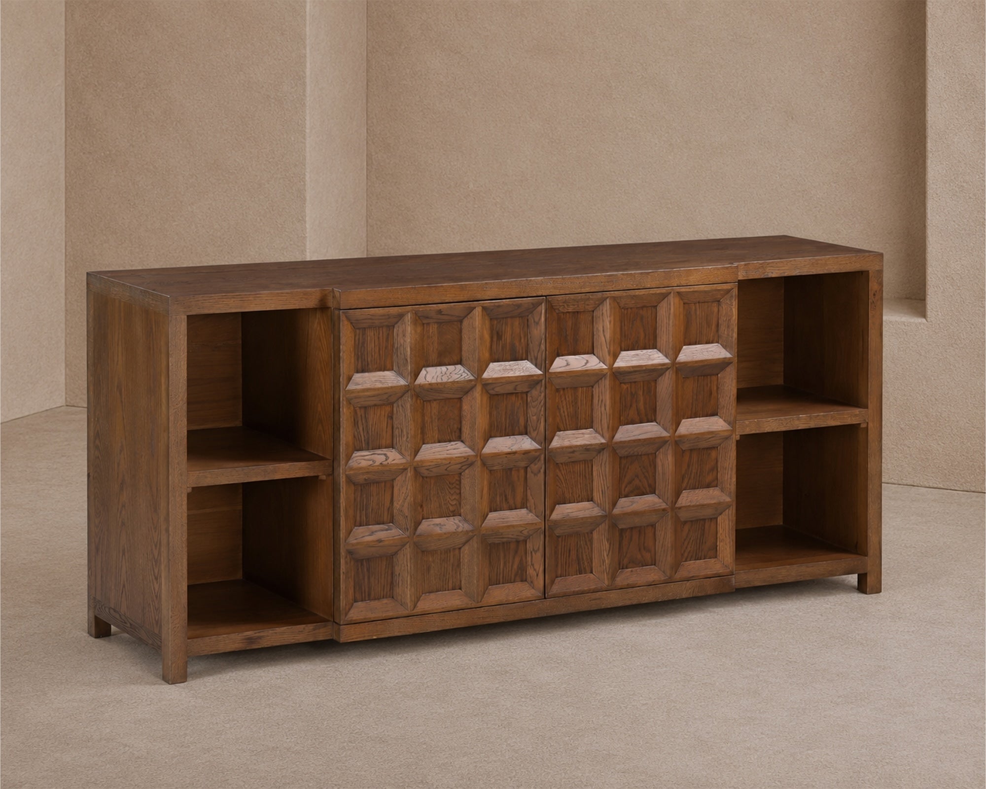 Llauna 4 Door Sideboard - Brushed Mid-brown Oak