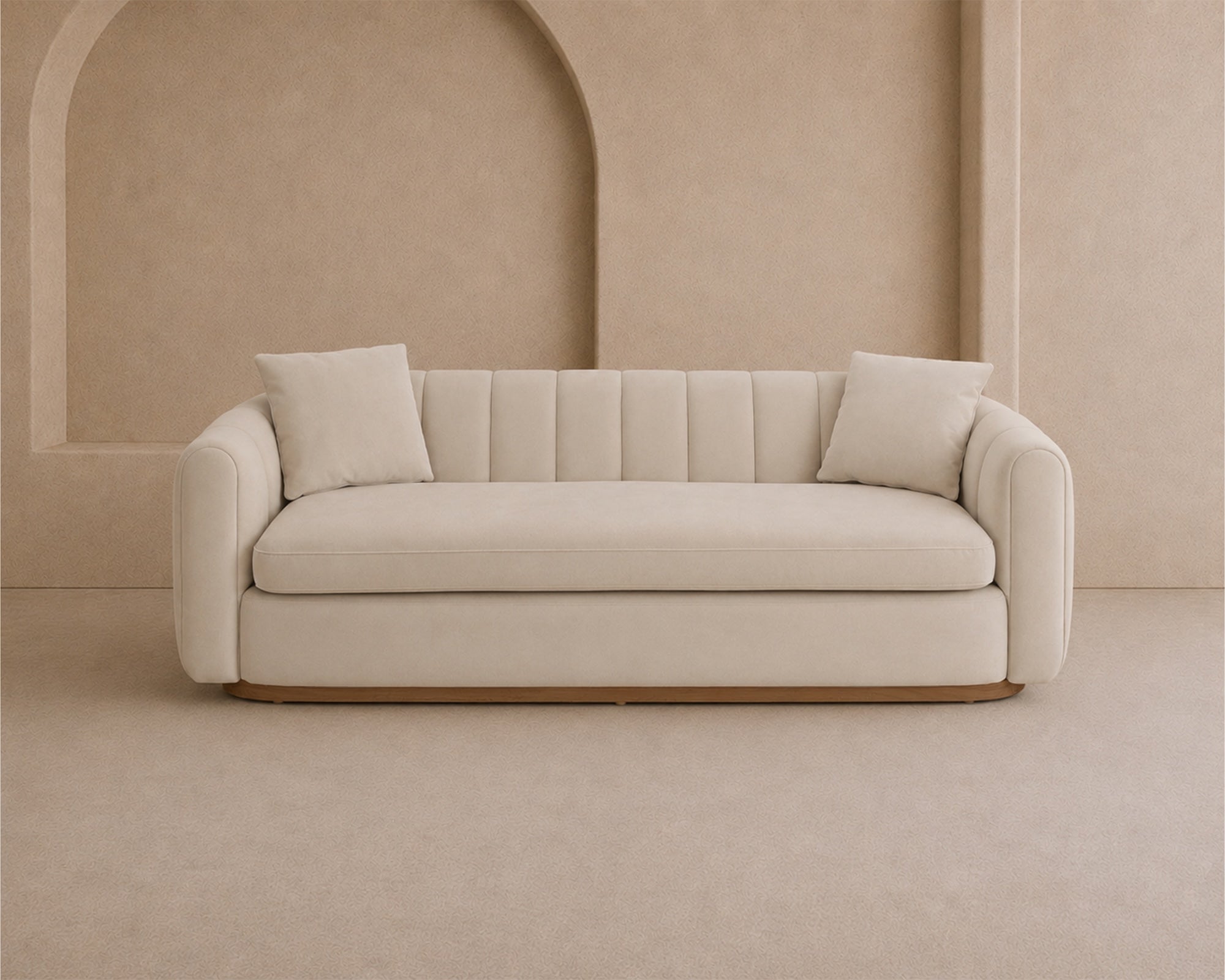Arles 3 Seater Sofa - Melbourne Stone & Natural Wood