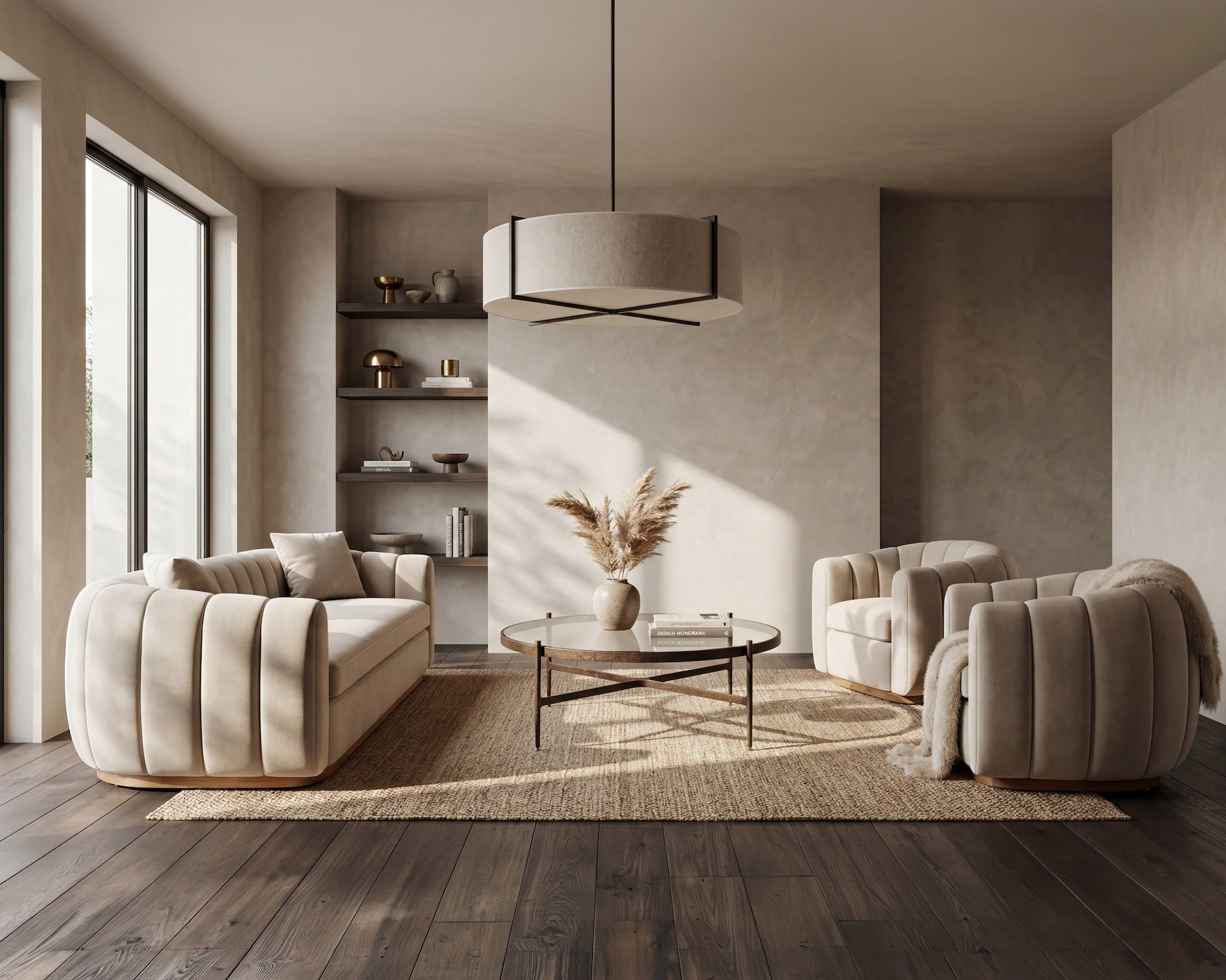 Arles 3 Seater Sofa - Melbourne Stone & Natural Wood