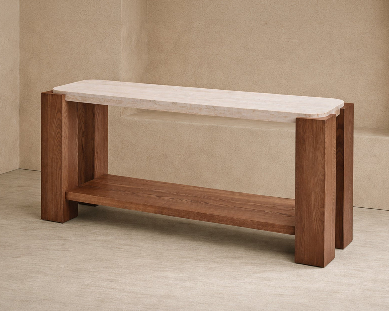 Calla Console Table - Beige/Mid Brown