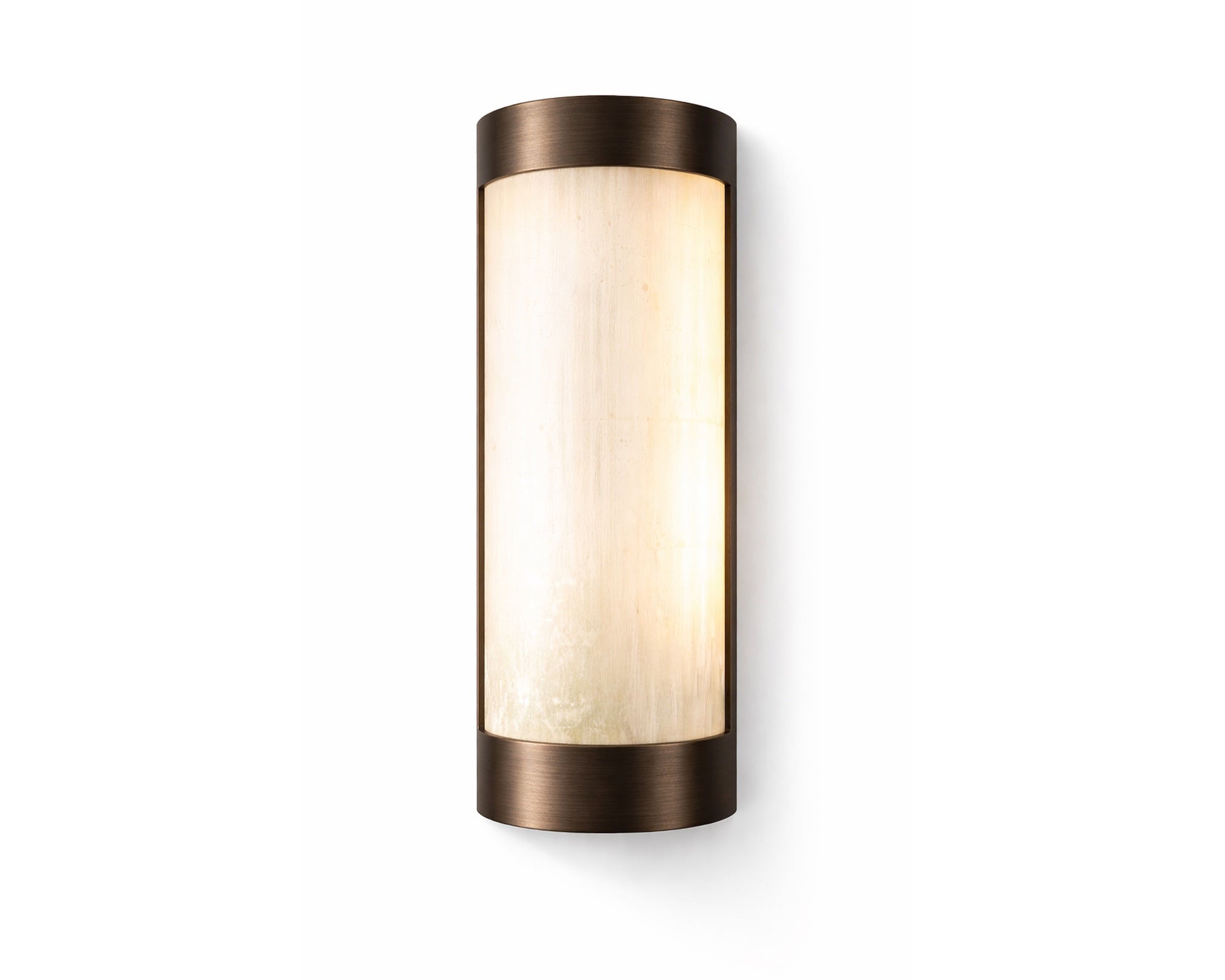 Vetra IP44 Wall Light - Natural Selenite Glass and Brushed Bronze