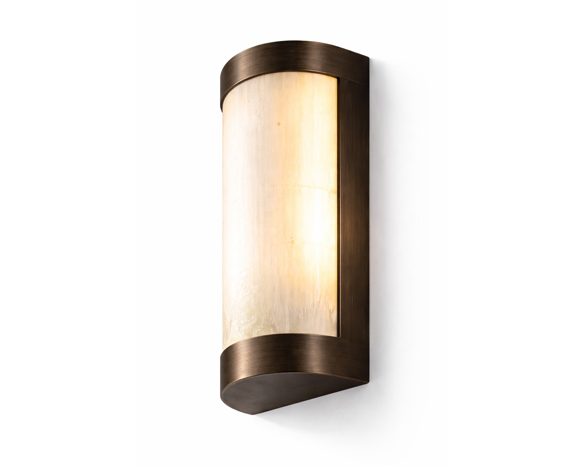 Vetra IP44 Wall Light - Natural Selenite Glass and Brushed Bronze