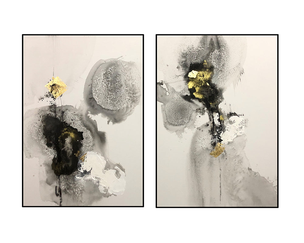 Caravelle Painting (set of 2) - Beige, Black and Gold