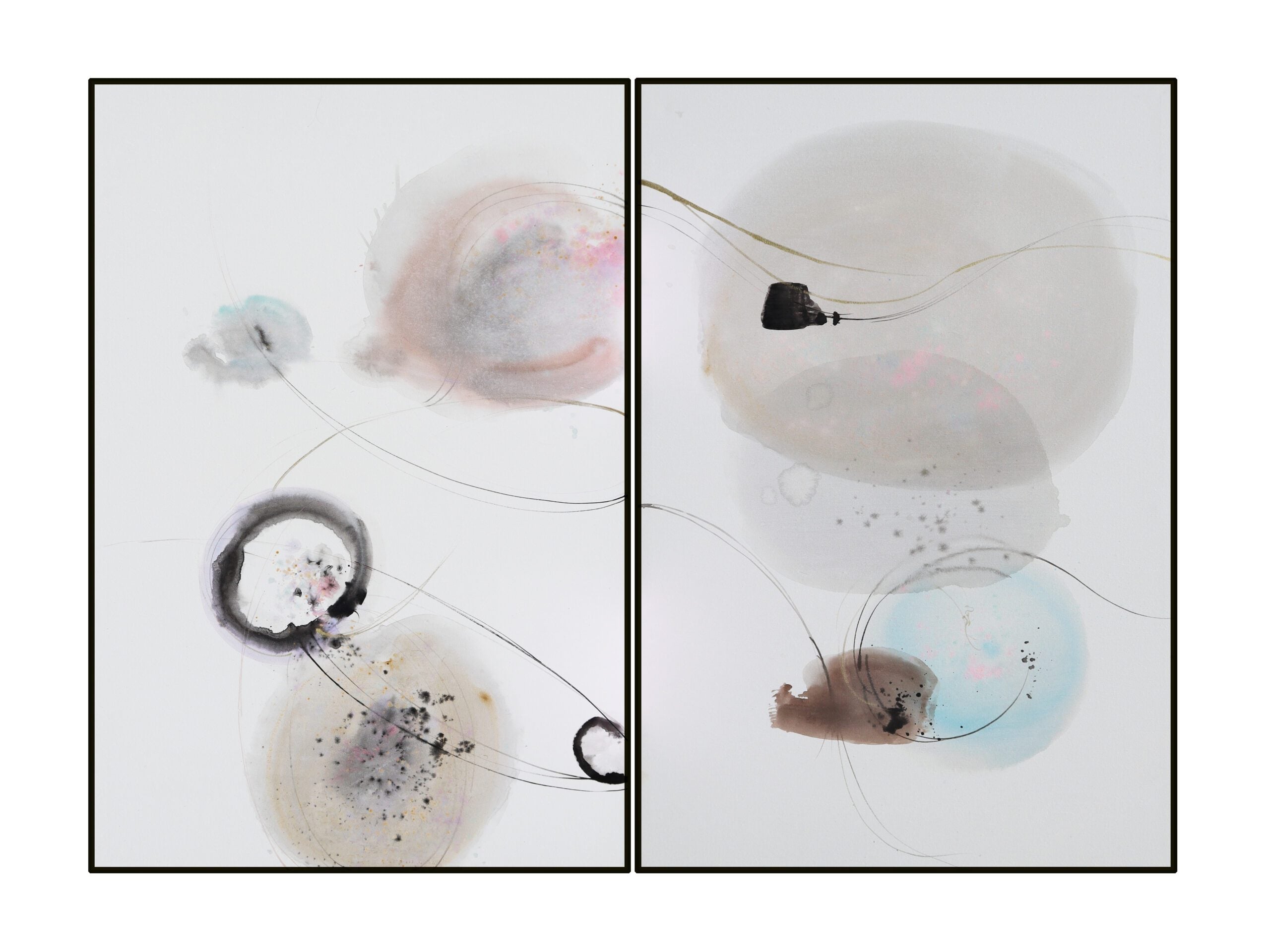 Supreme II Painting (set of 2) - Grey, Pink and Blue