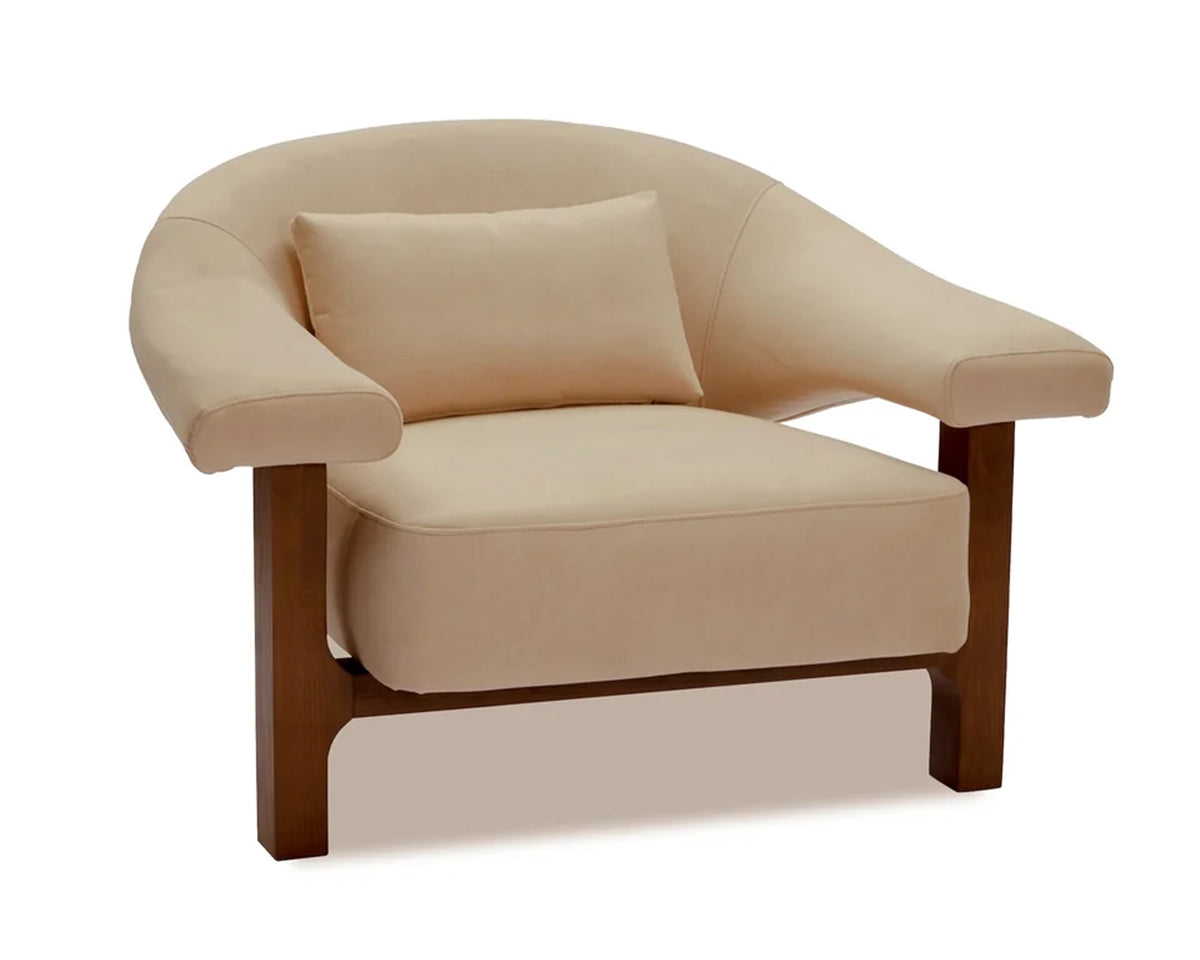 Riviera Occasional Chair - Hopper Desert | Dark Brown Solid Wood