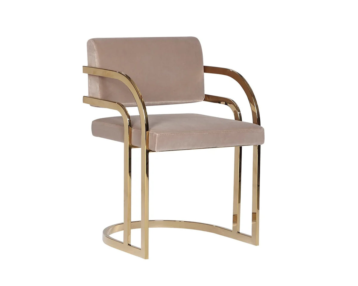 Dylan Dining Chair - Gainsborough Mink, Brass