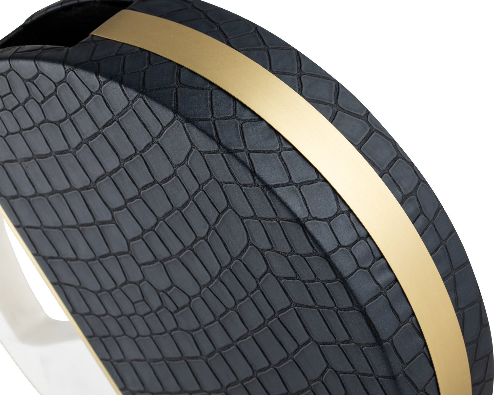 Kalahari Vase - Crocodile Leather, Brass Finish