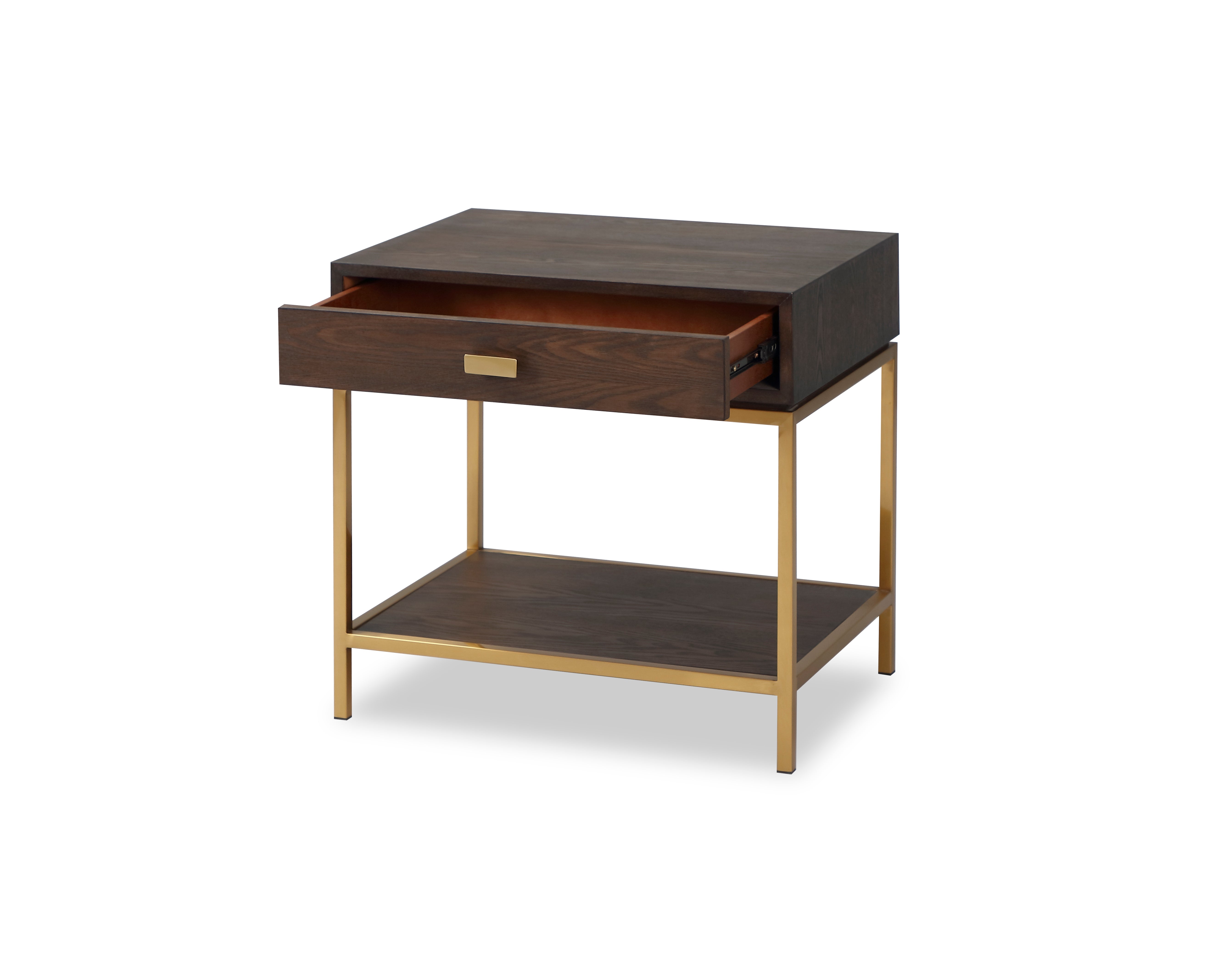 Levi Bedside Table - Dark Brown/Brushed Brass