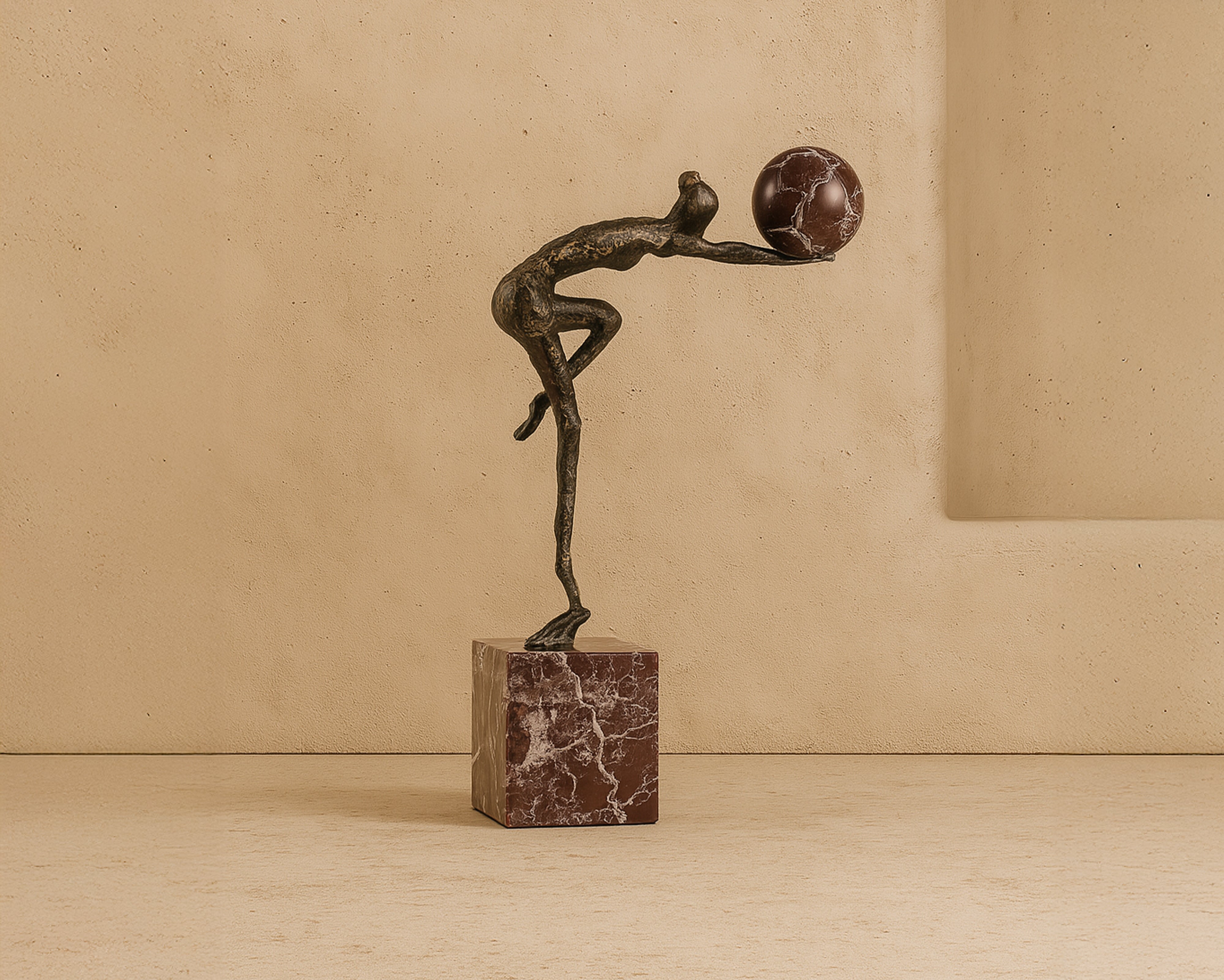 Selene Sculpture - Dark Bronze/Marble