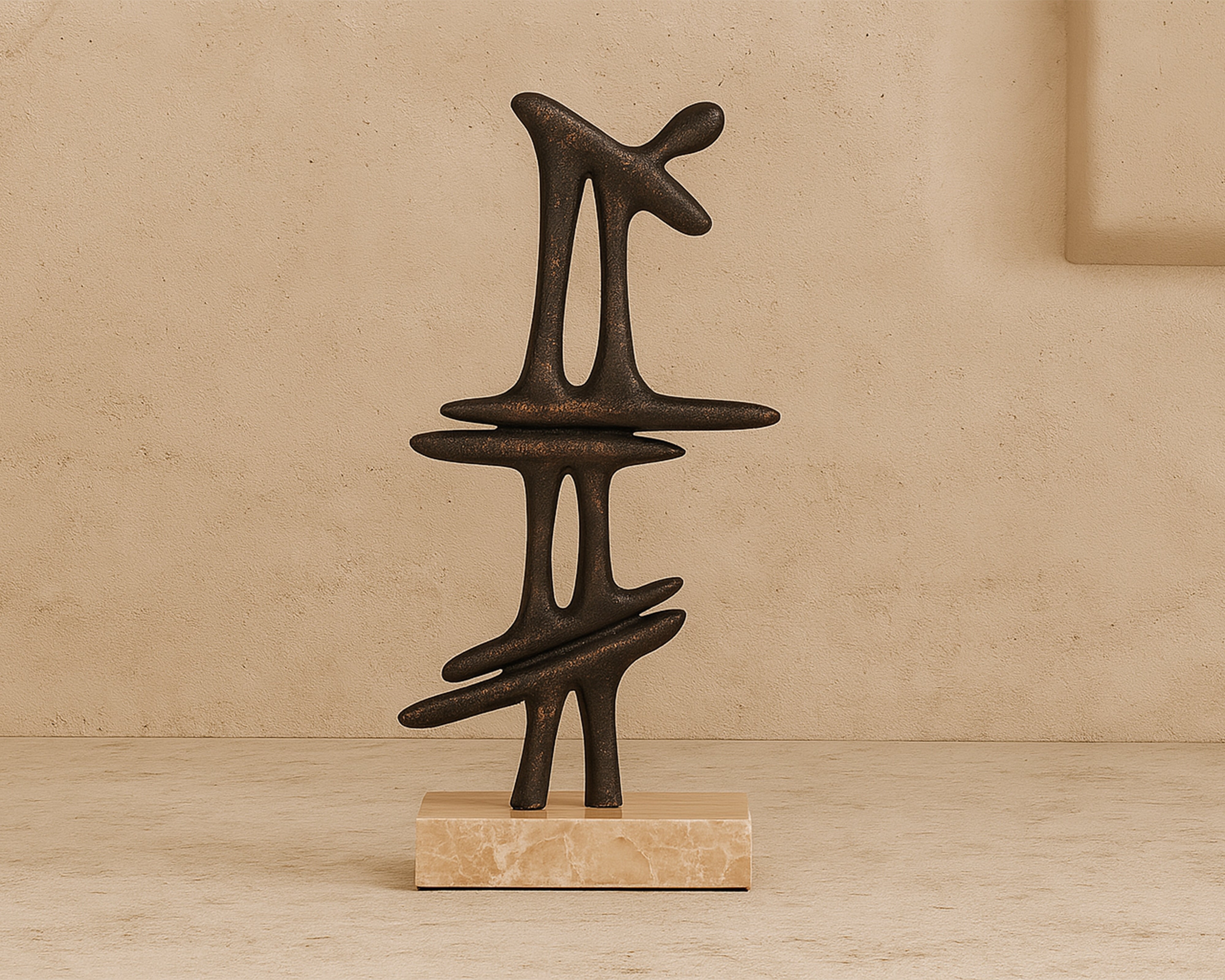 Janua Sculpture - Dark Bronze/Marble