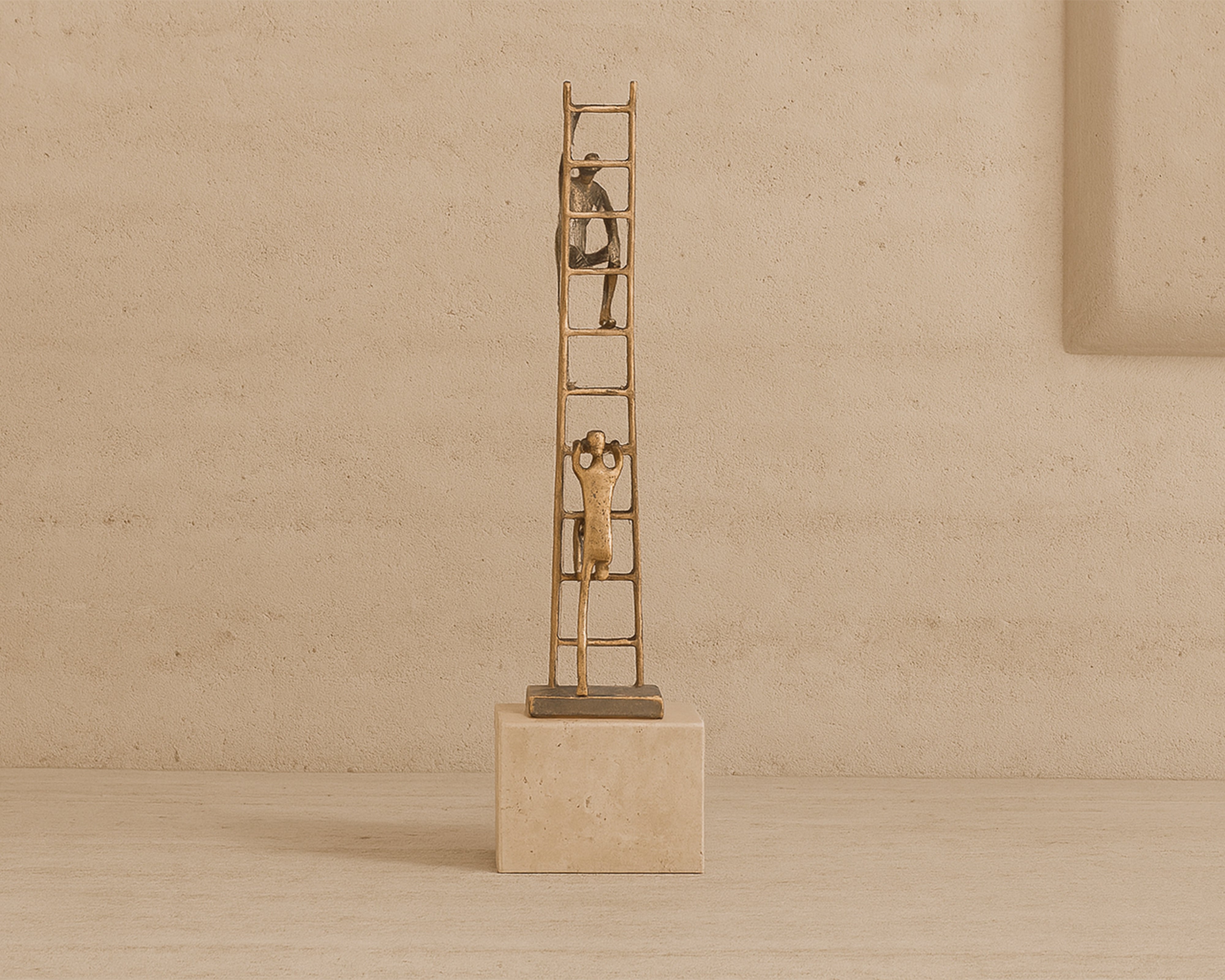 Ascensus Sculpture - Golden Bronze/Marble