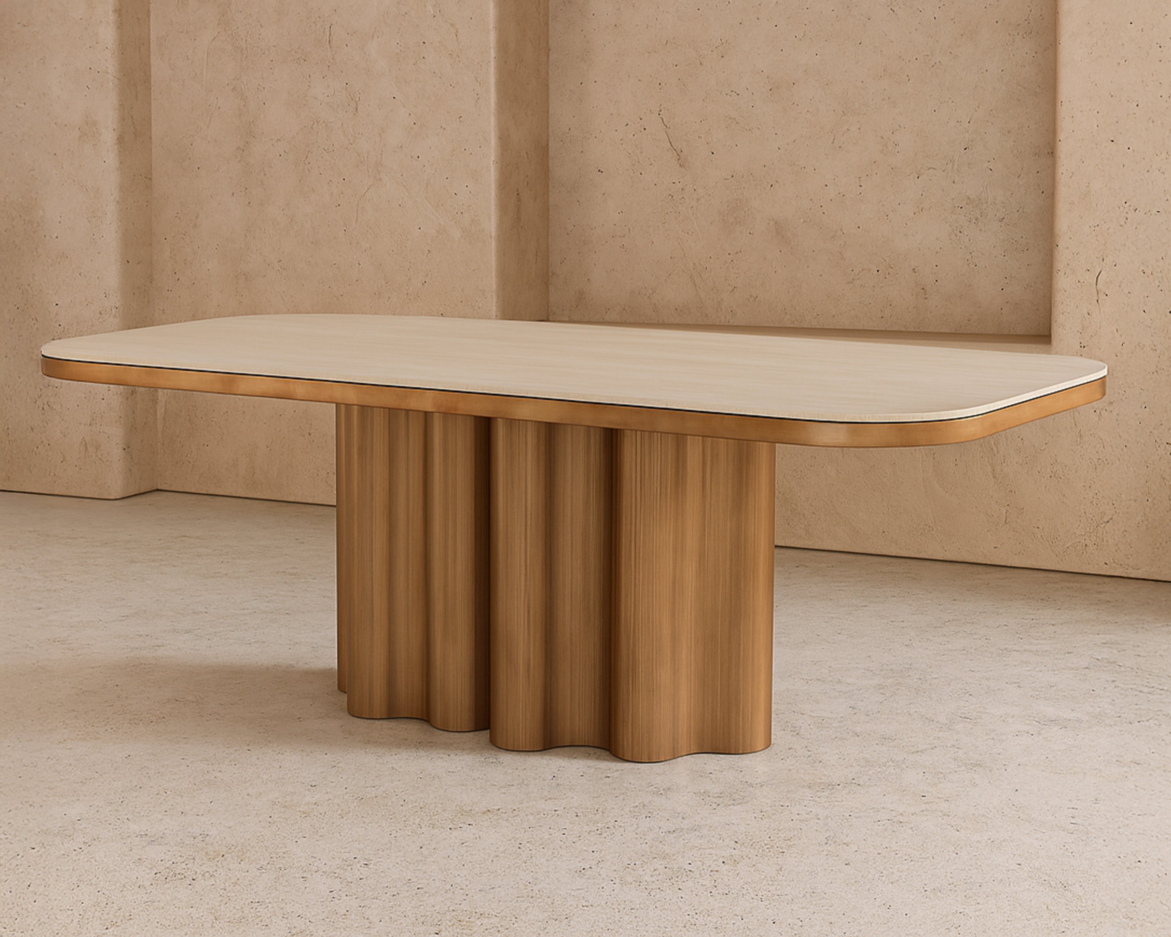 Corinthian Dining Table - Travertine Marble Effect