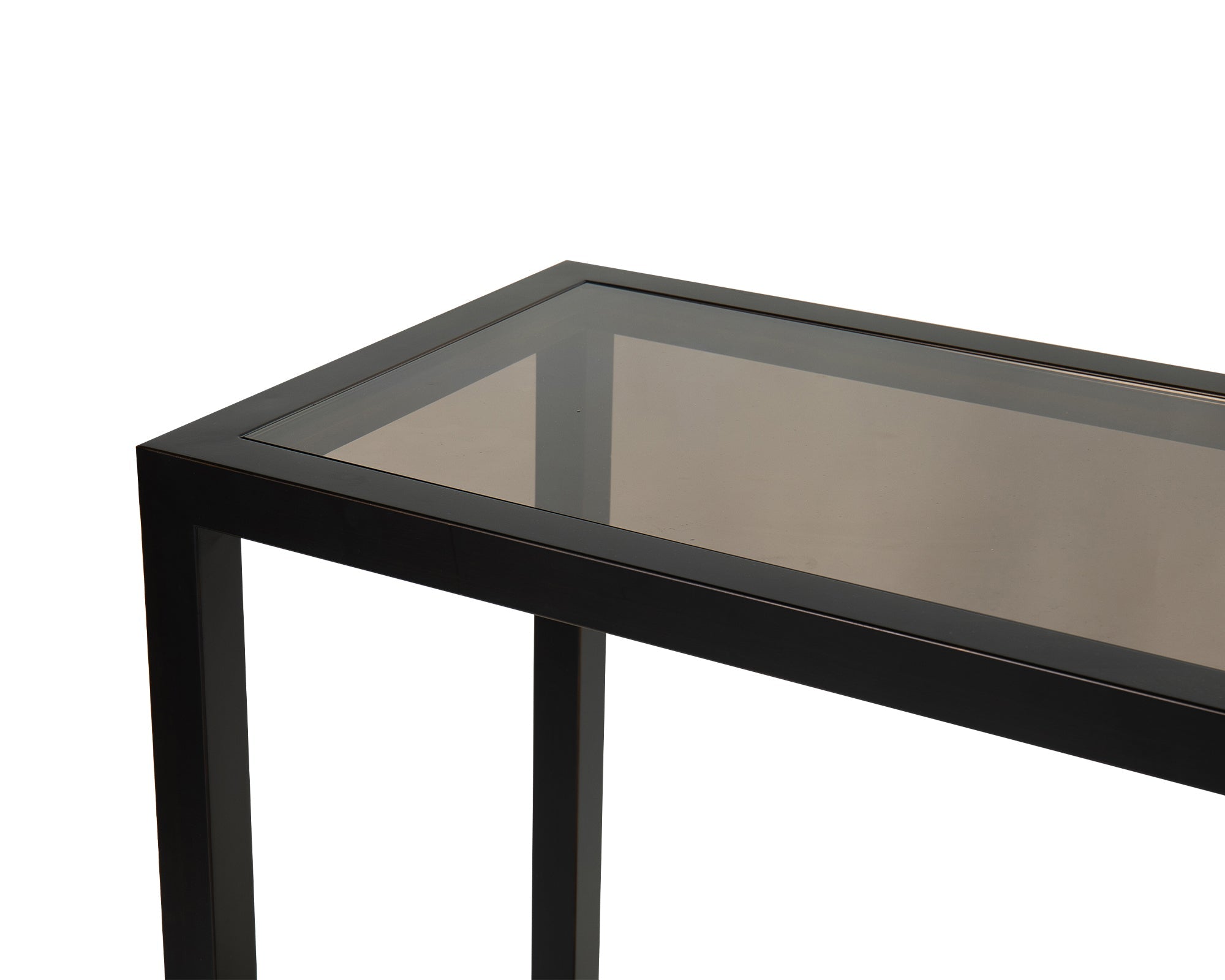 Mali Console Table - Antique Bronze and Tinted Glass