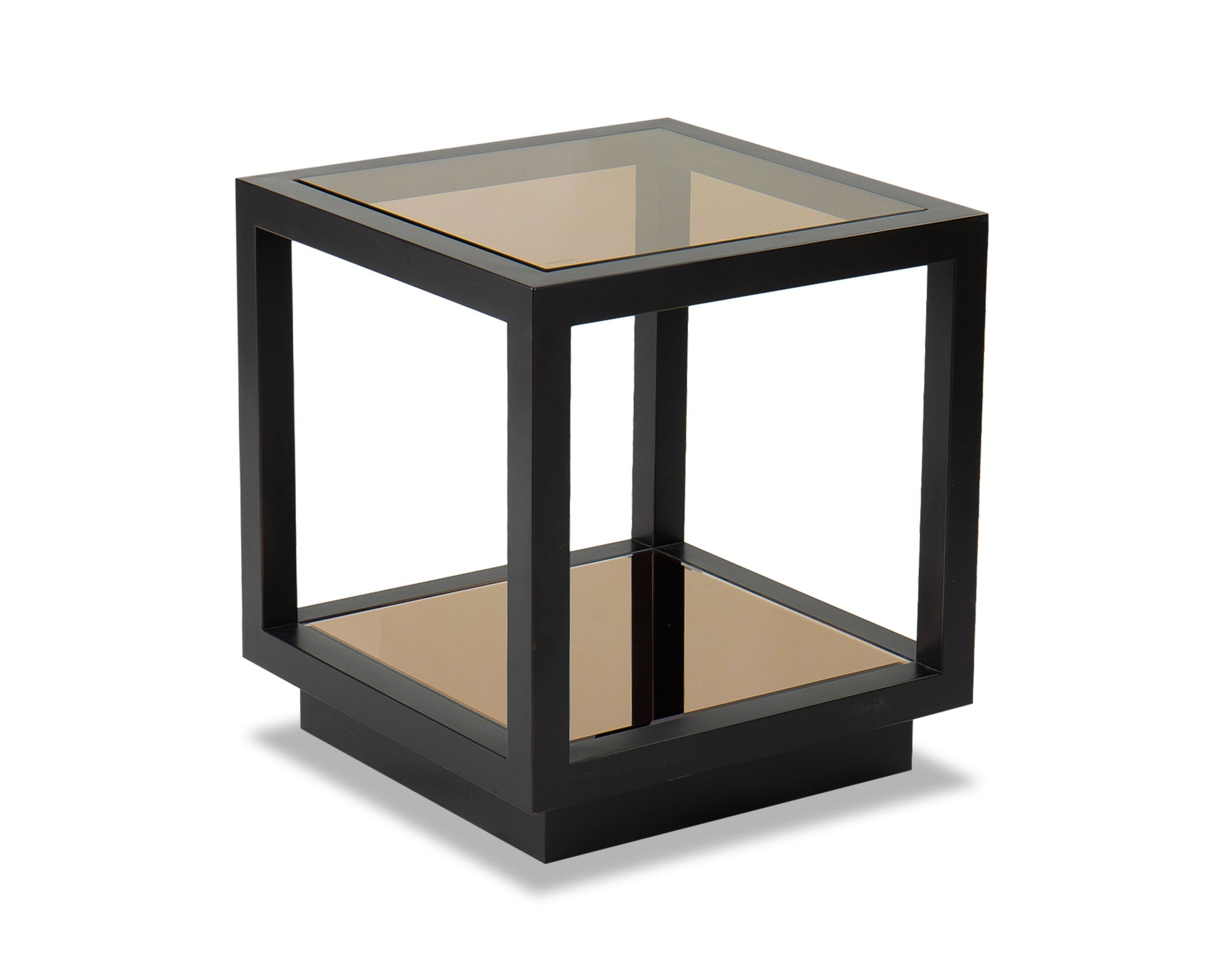 Mali Side Table - Antique Bronze and Tinted Glass