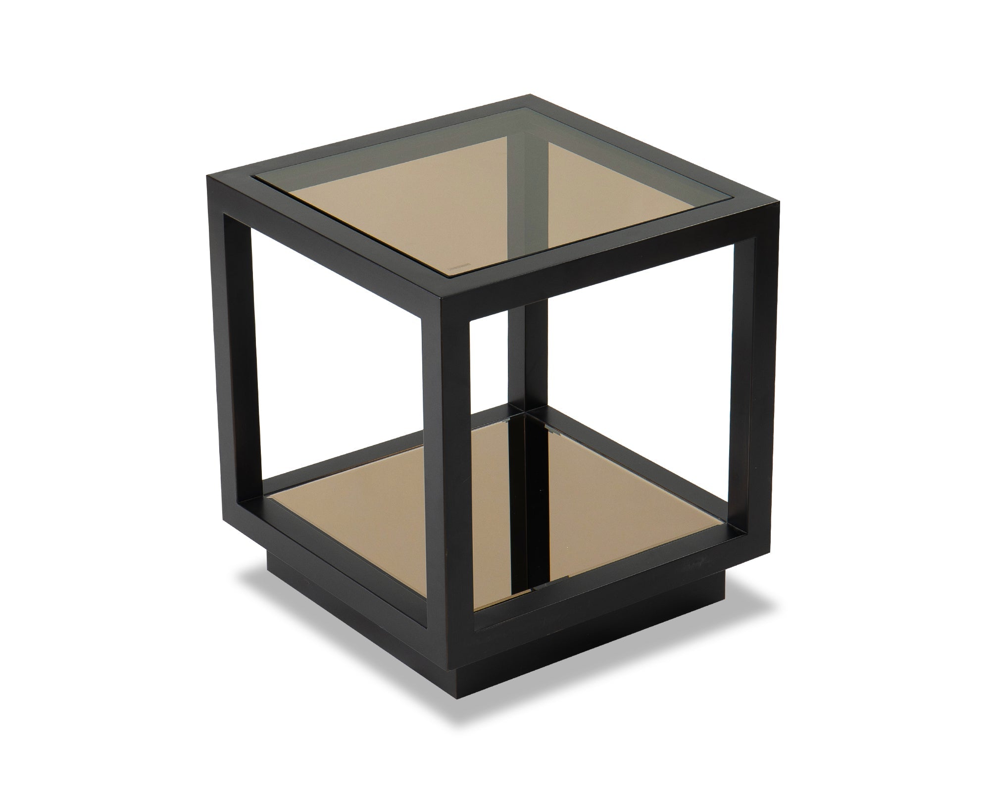 Mali Side Table - Antique Bronze and Tinted Glass
