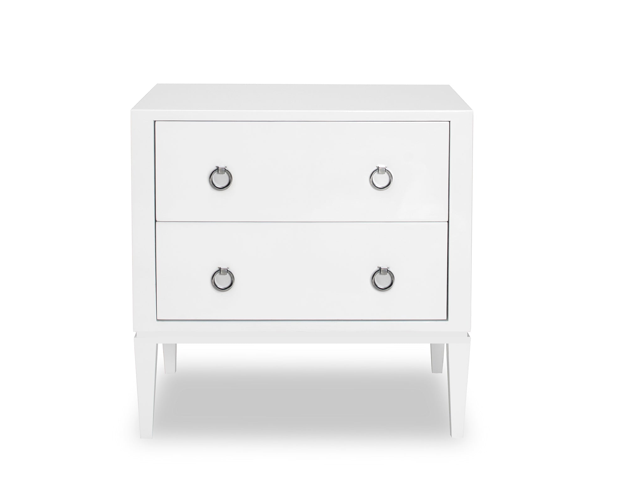 Verona Bedside Table - Solid Wood, White High Gloss