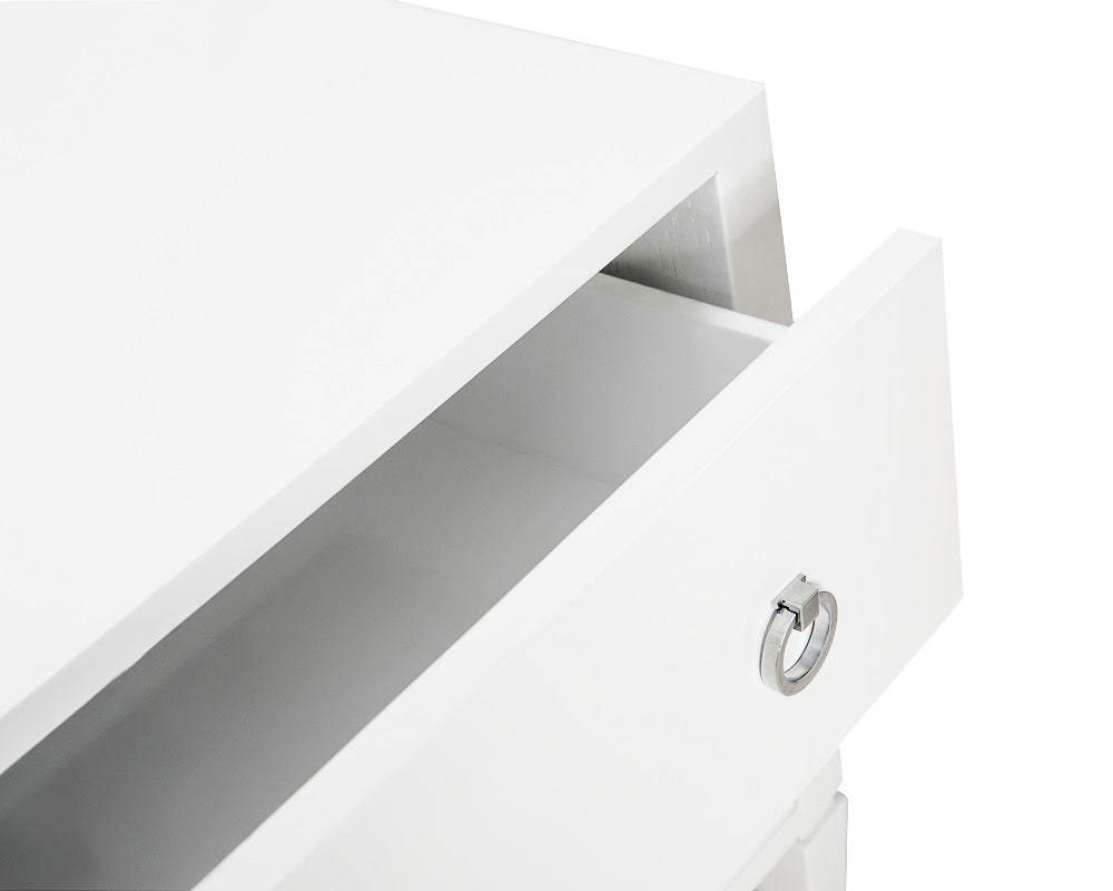 Verona Bedside Table - Solid Wood, White High Gloss