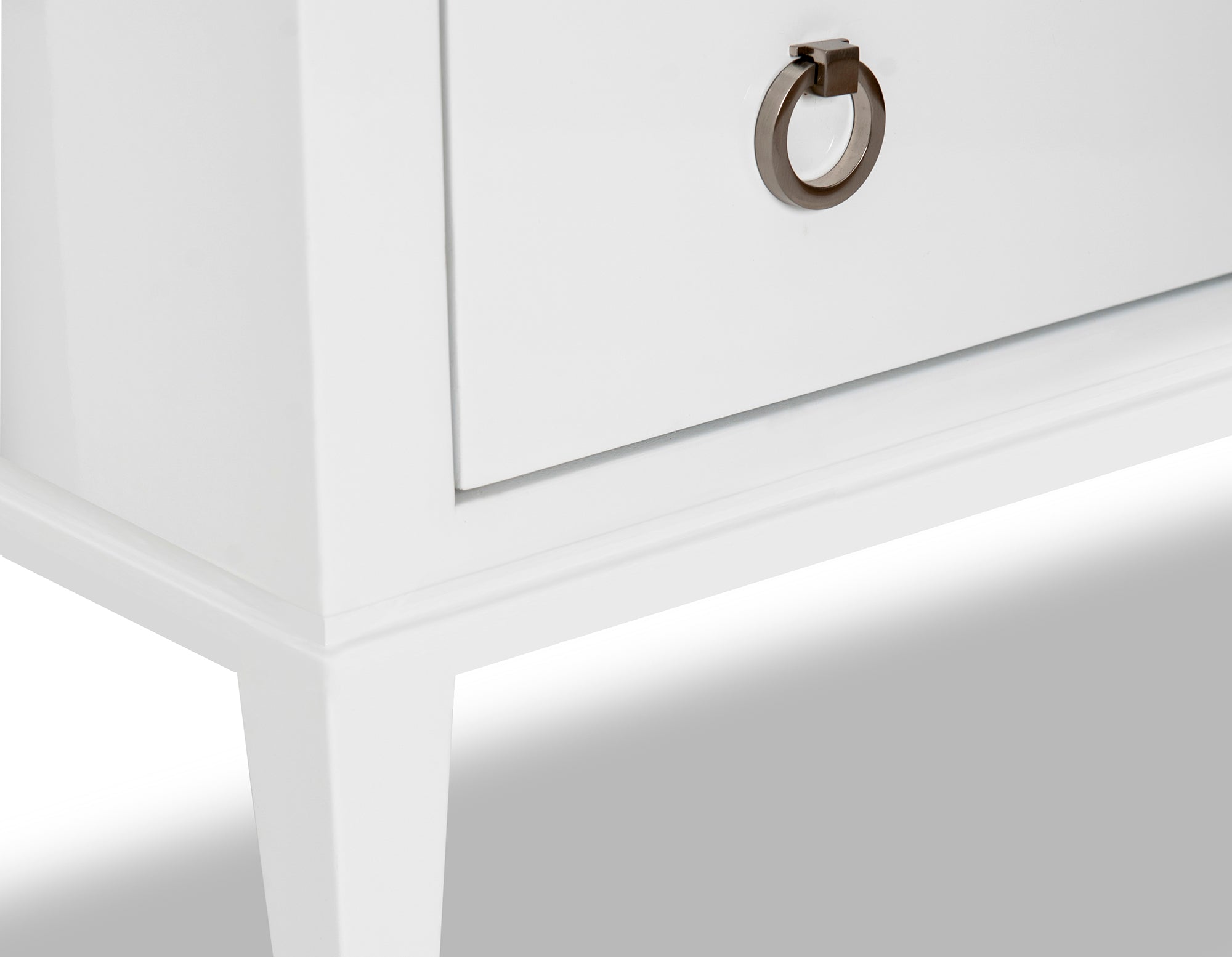 Verona Bedside Table - Solid Wood, White High Gloss