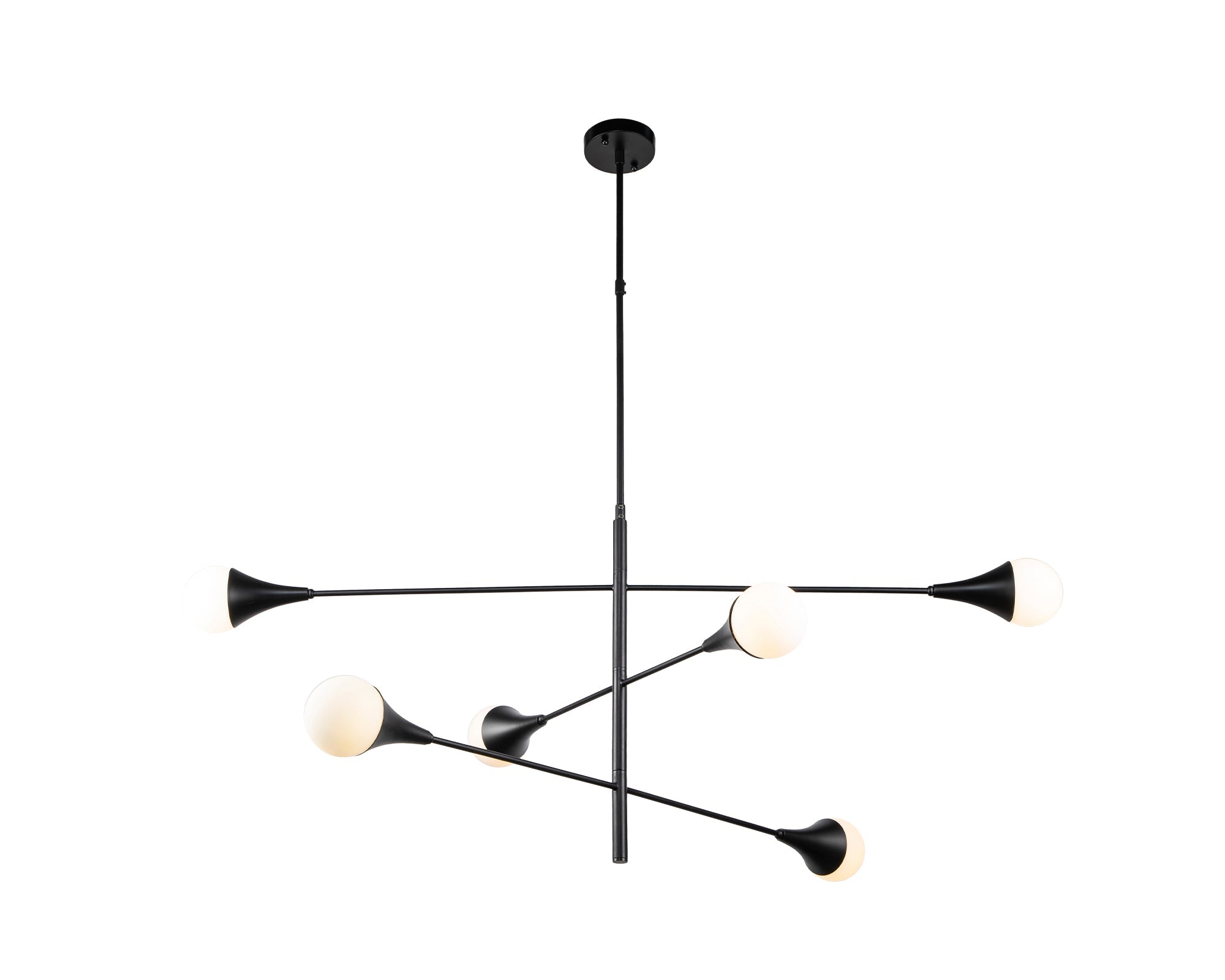 Kendal Pendant Lamp - Matt Black Steel, White Glass