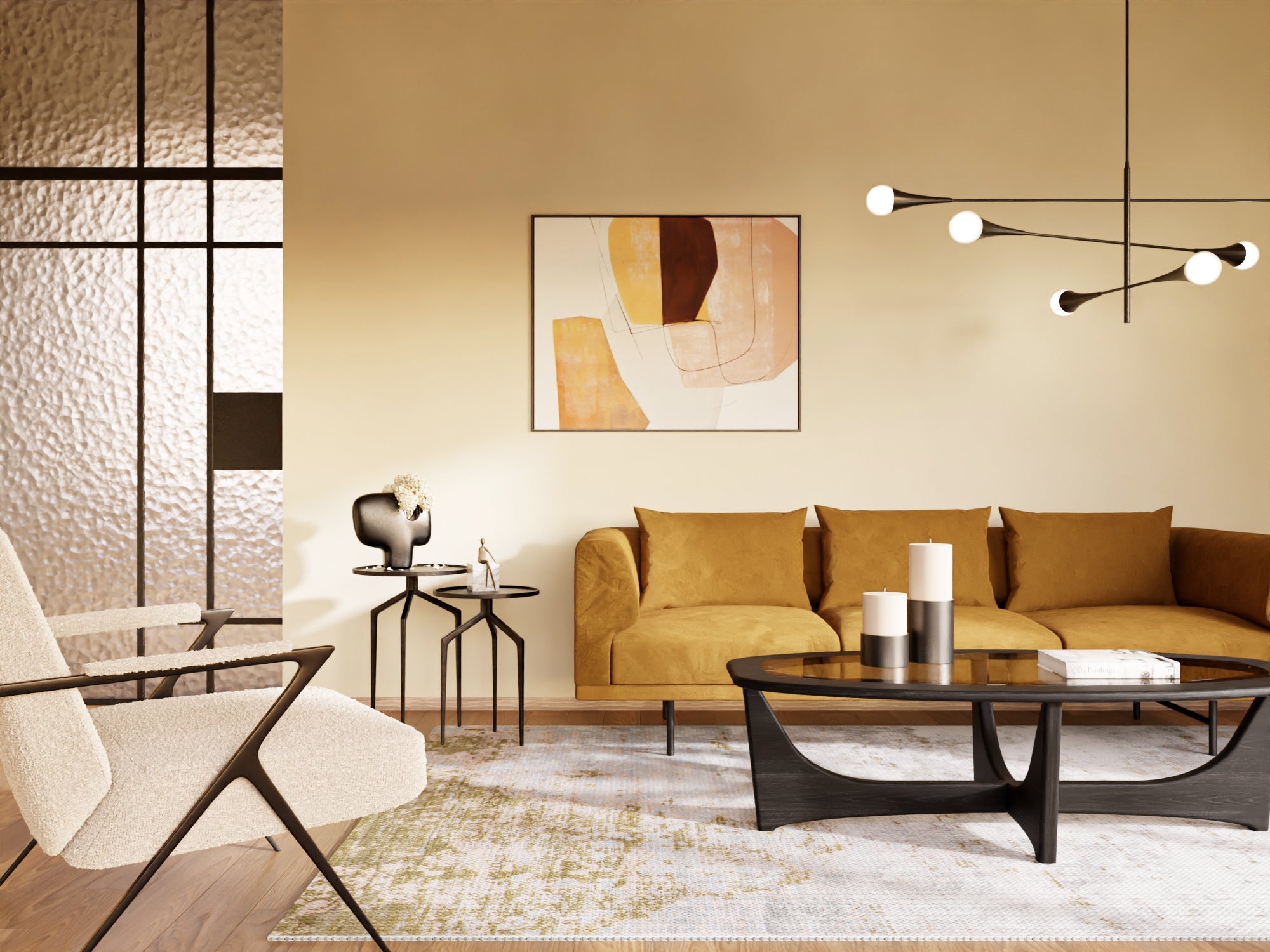 Kendal Pendant Lamp - Matt Black Steel, White Glass