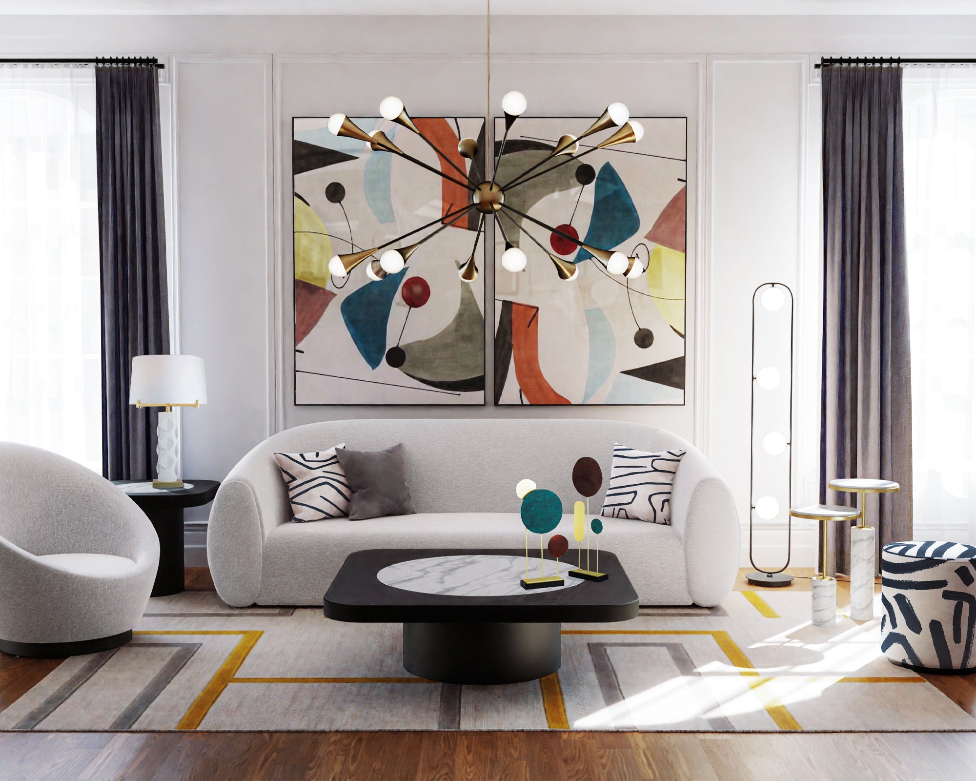 Gamma Pendant Lamp - Black Antique Brass