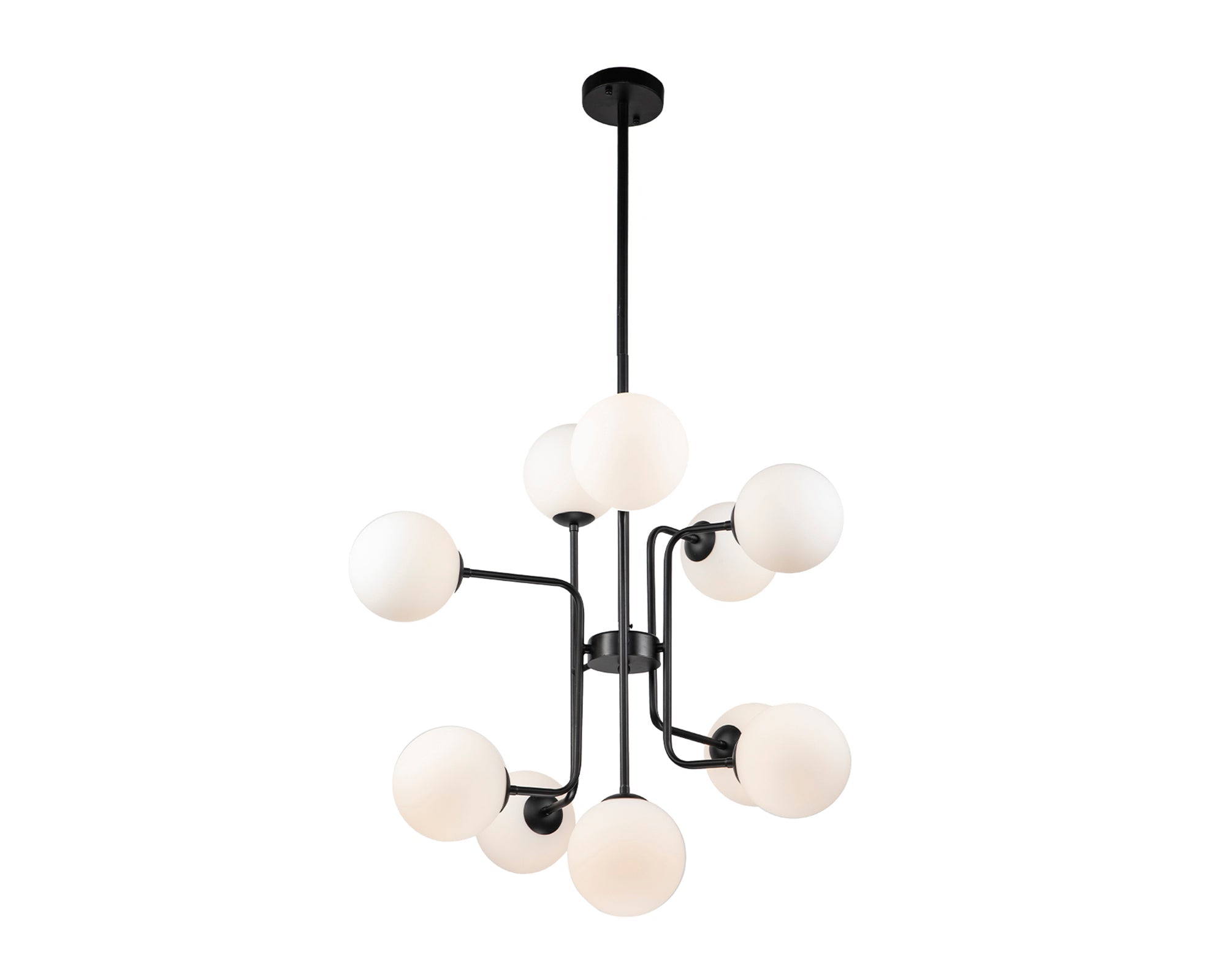 Eliot Pendant Lamp - Matt Black Steel and White Glass
