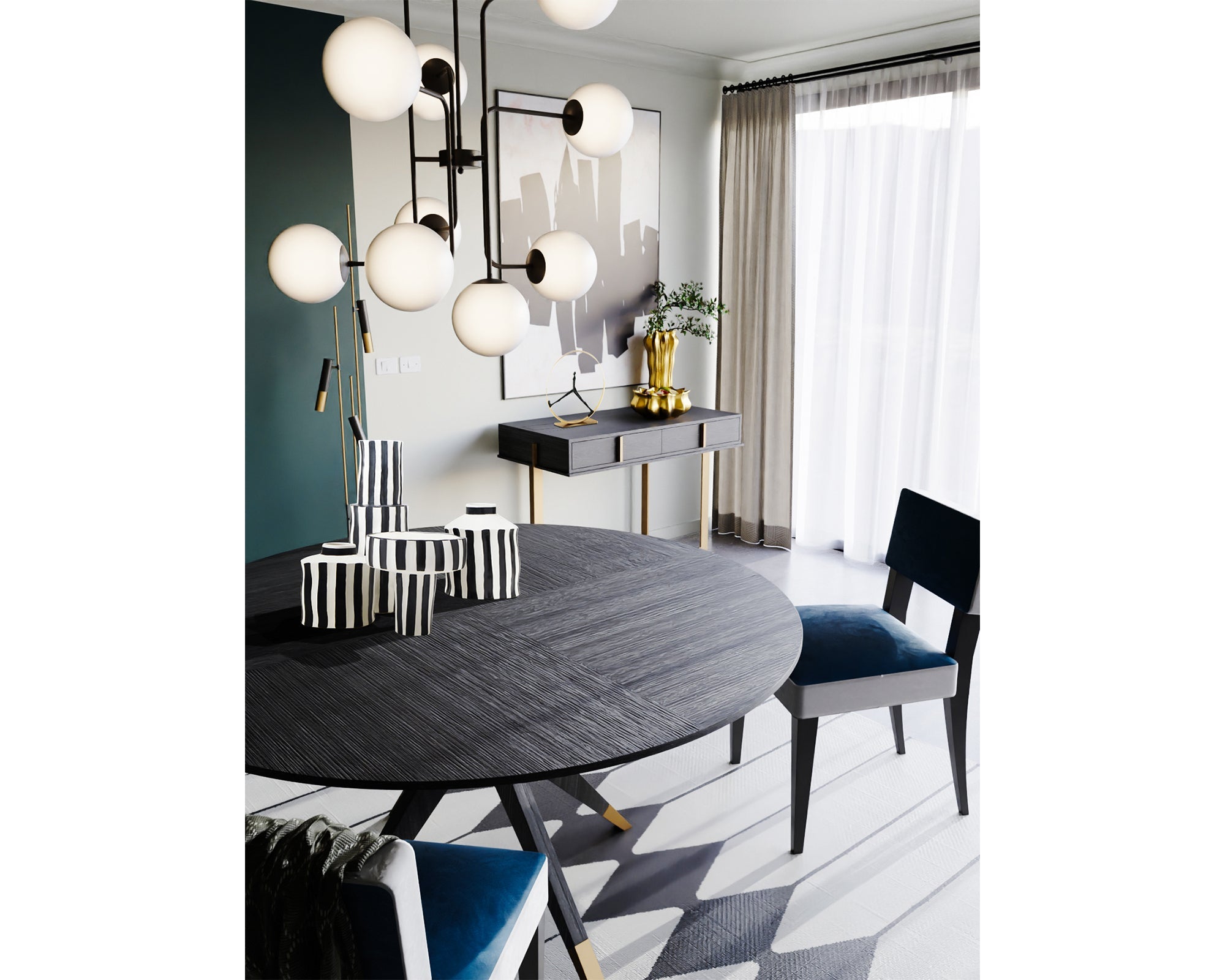 Eliot Pendant Lamp - Matt Black Steel and White Glass