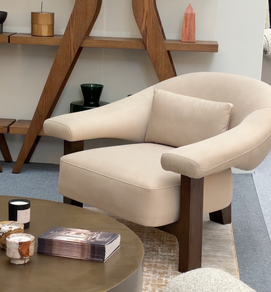 Riviera Occasional Chair - Hopper Desert | Dark Brown Solid Wood
