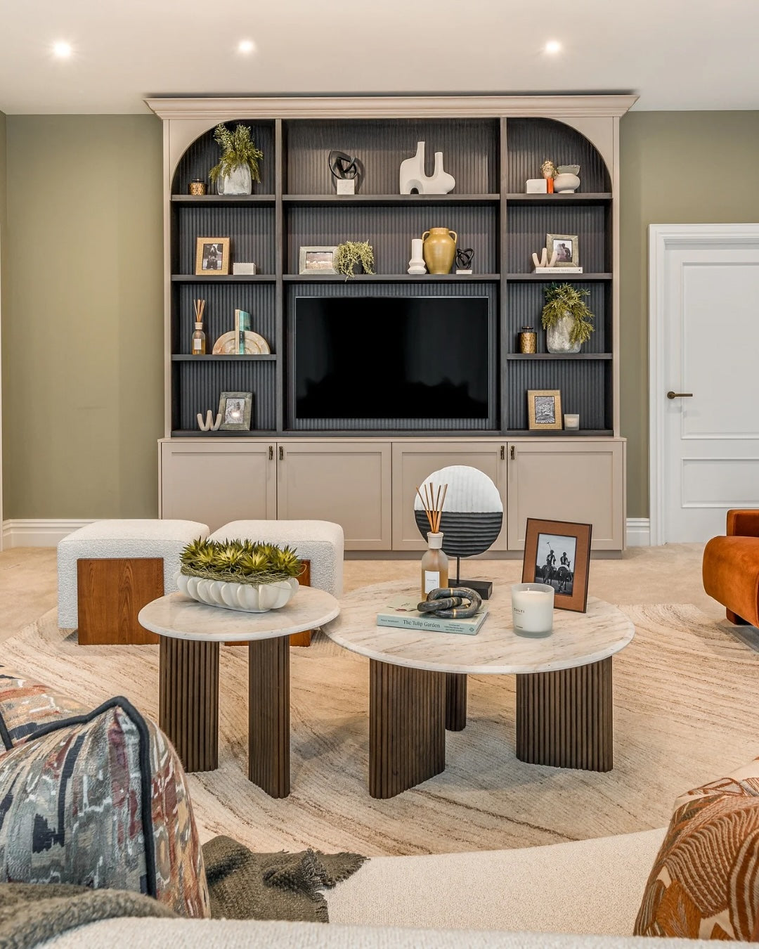 Warwick Stool - Boucle Sand & Classic Brown