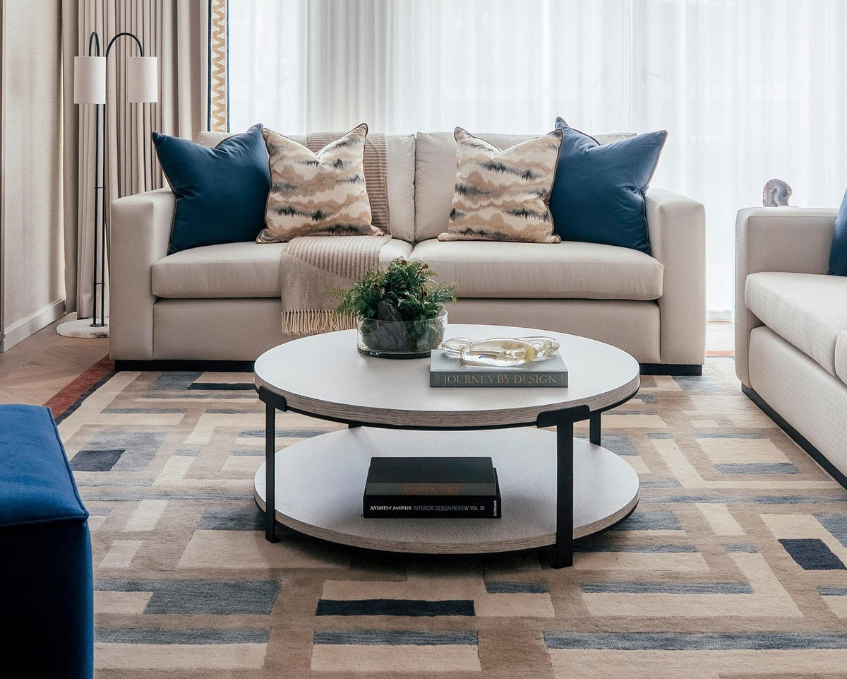 Alcana Coffee Table - Cloud Stained Oak and Black Textured Metal