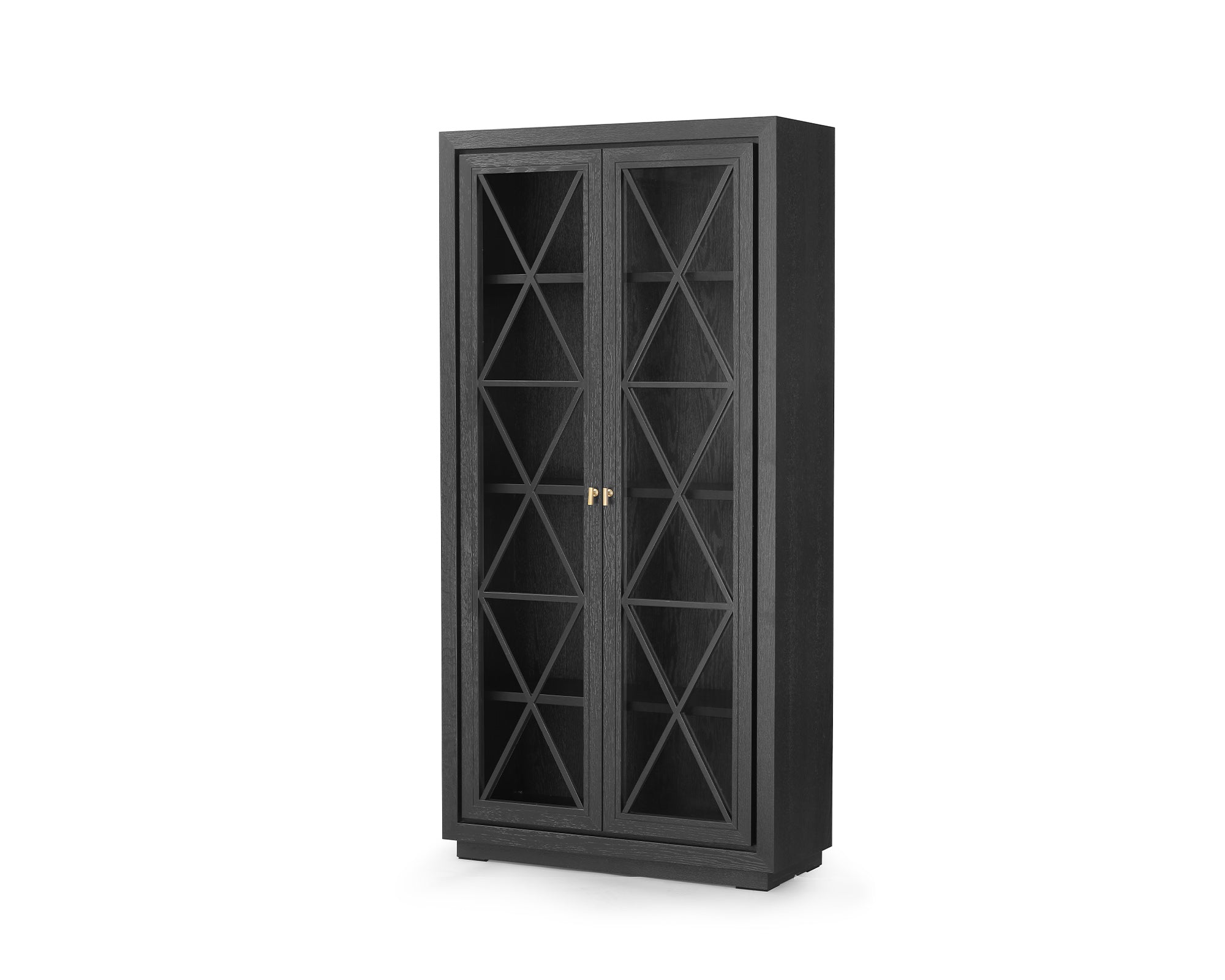 York Cabinet - Oak Veneer and Glass