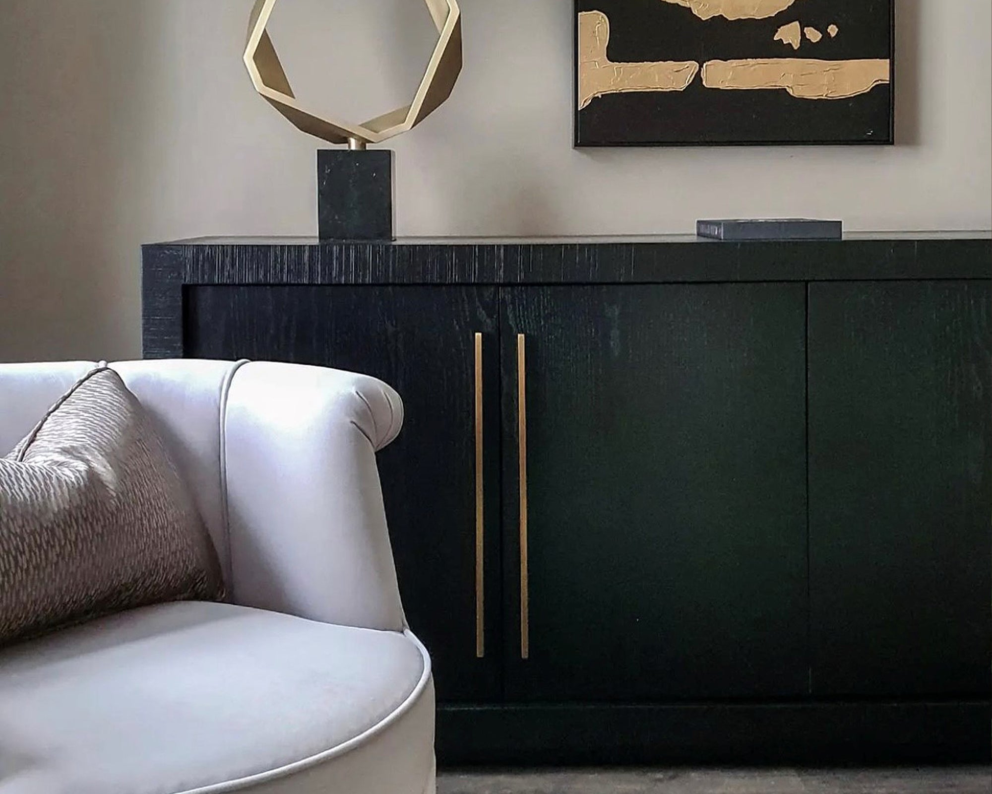 Kent Sideboard 4 Doors - Wenge Finish, Brass Finish