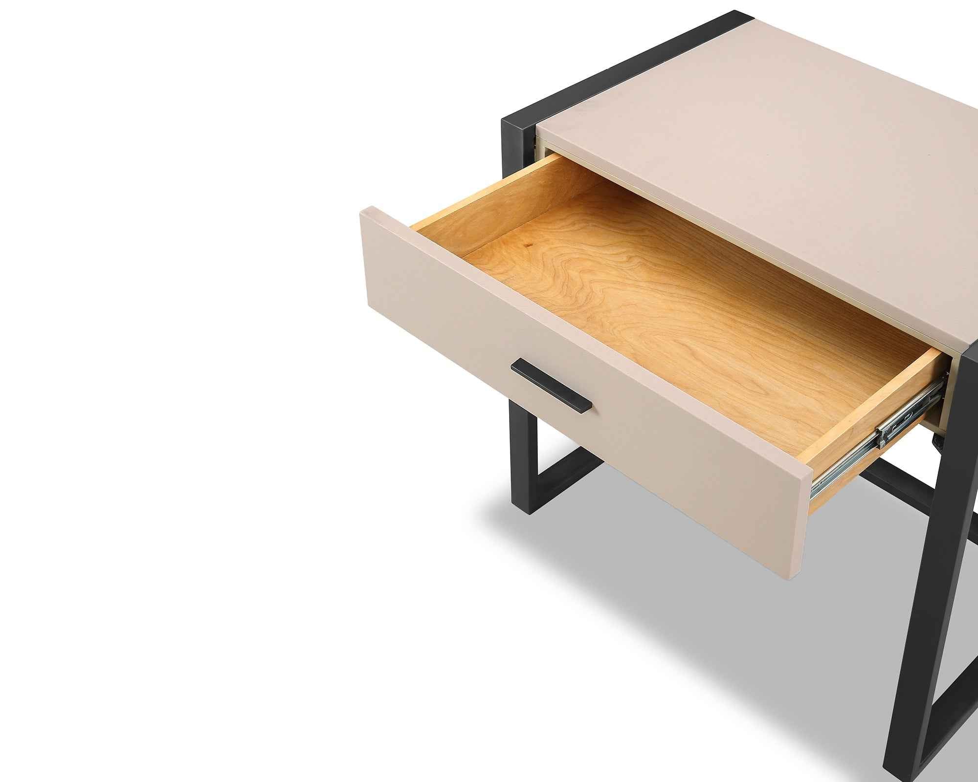 Almati Bedside Table - Mink Faux Leather