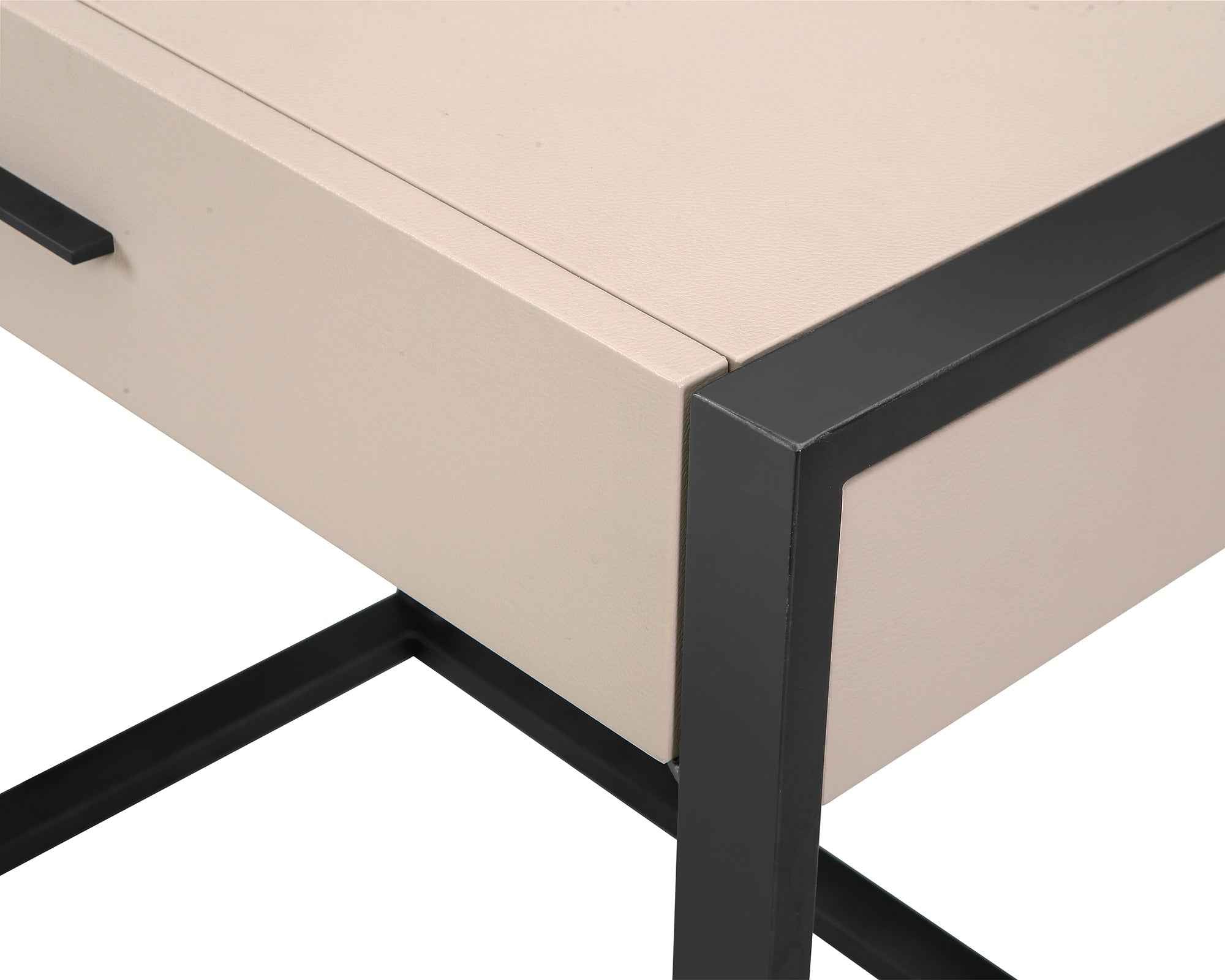 Almati Bedside Table - Mink Faux Leather