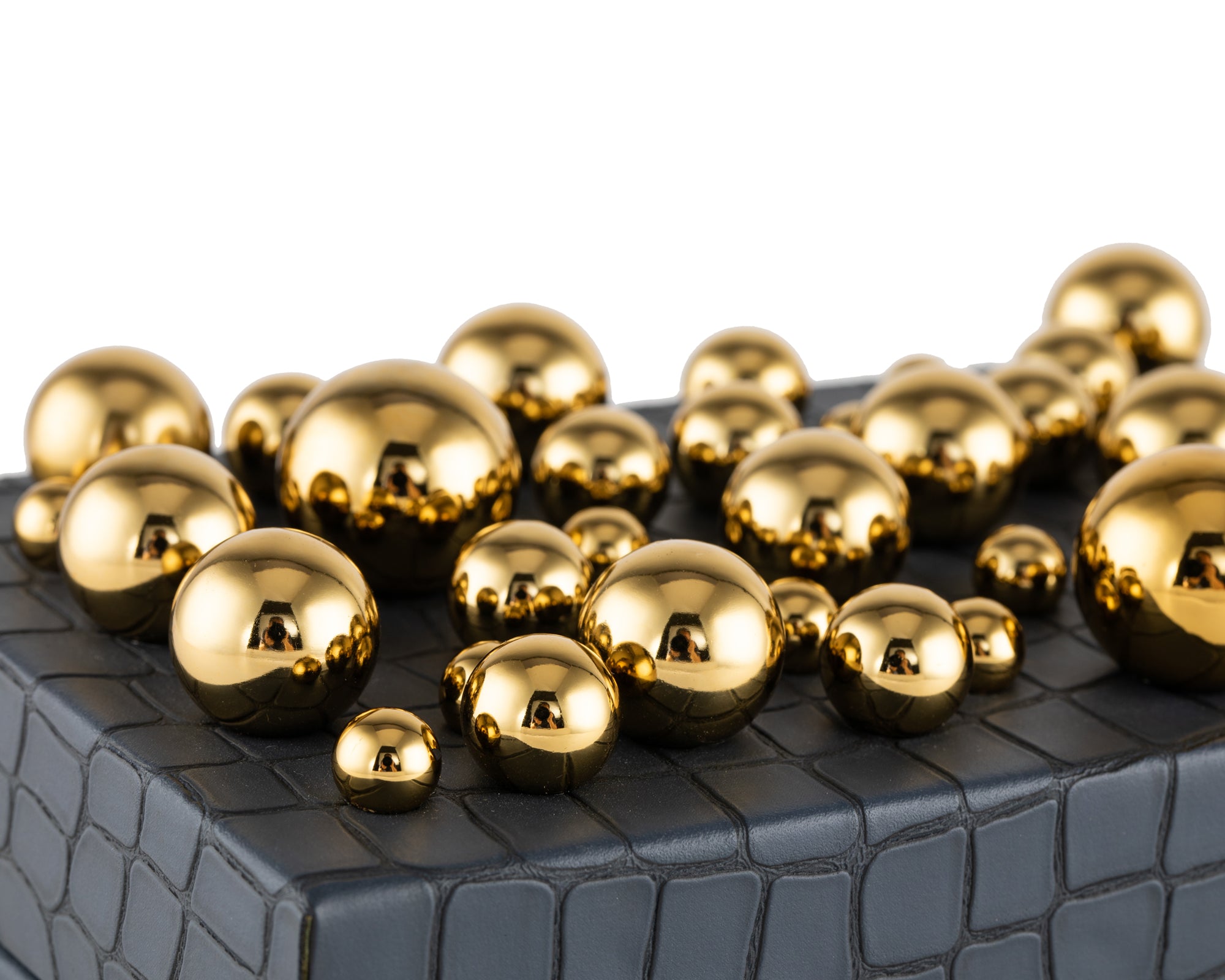 Alli Jewellery Box - Polished Brass/Faux Leather