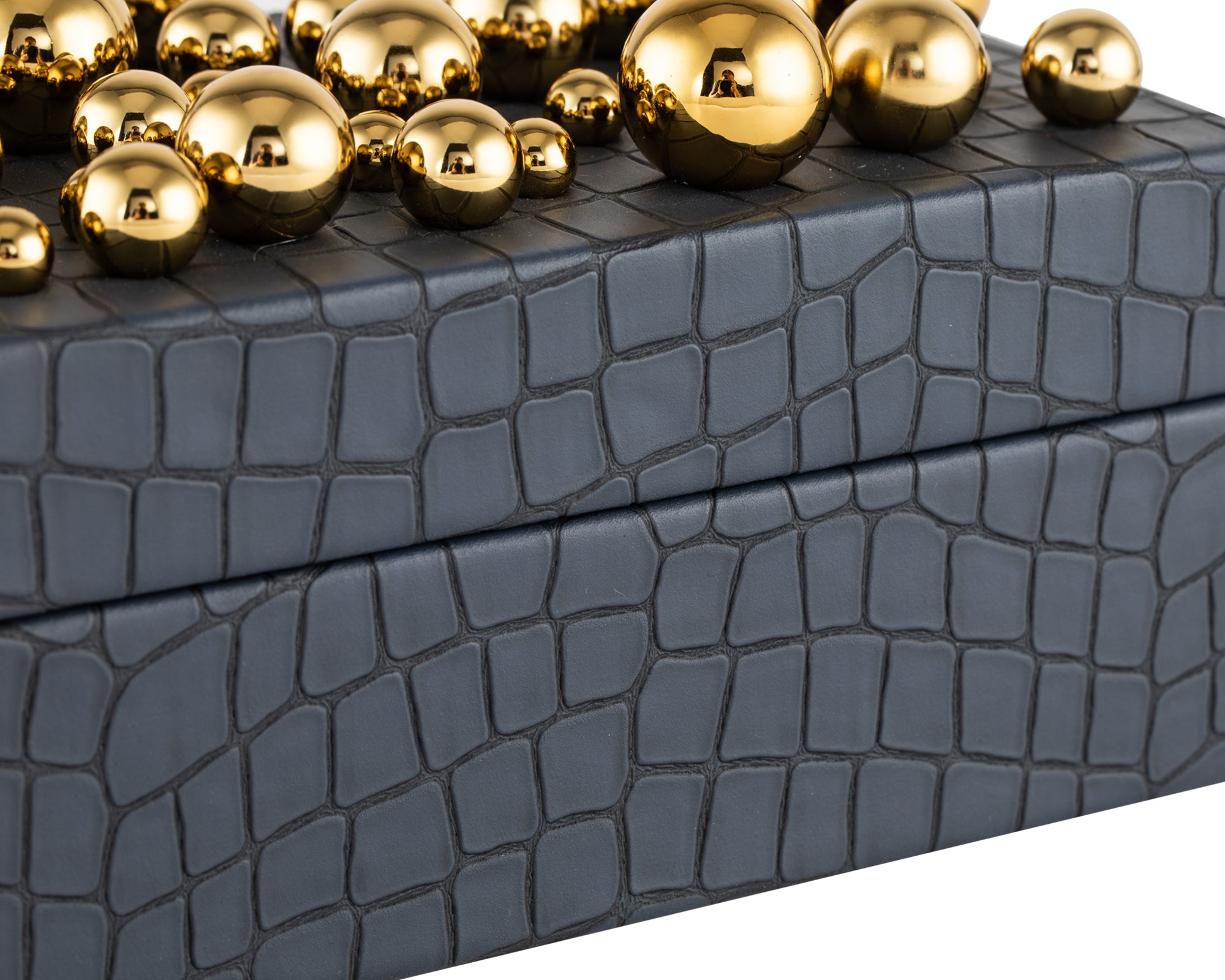 Alli Jewellery Box - Polished Brass/Faux Leather