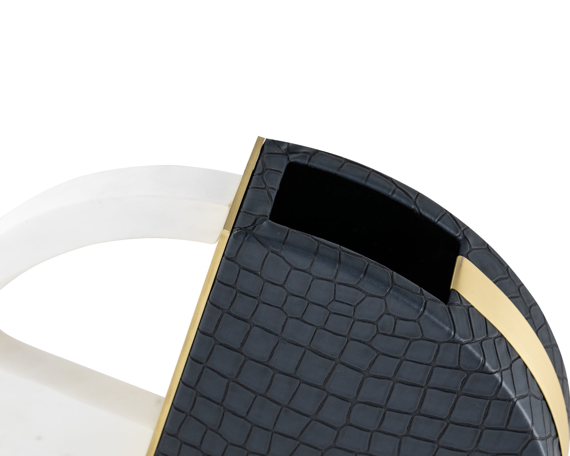 Kalahari Vase - Crocodile Leather, Brass Finish