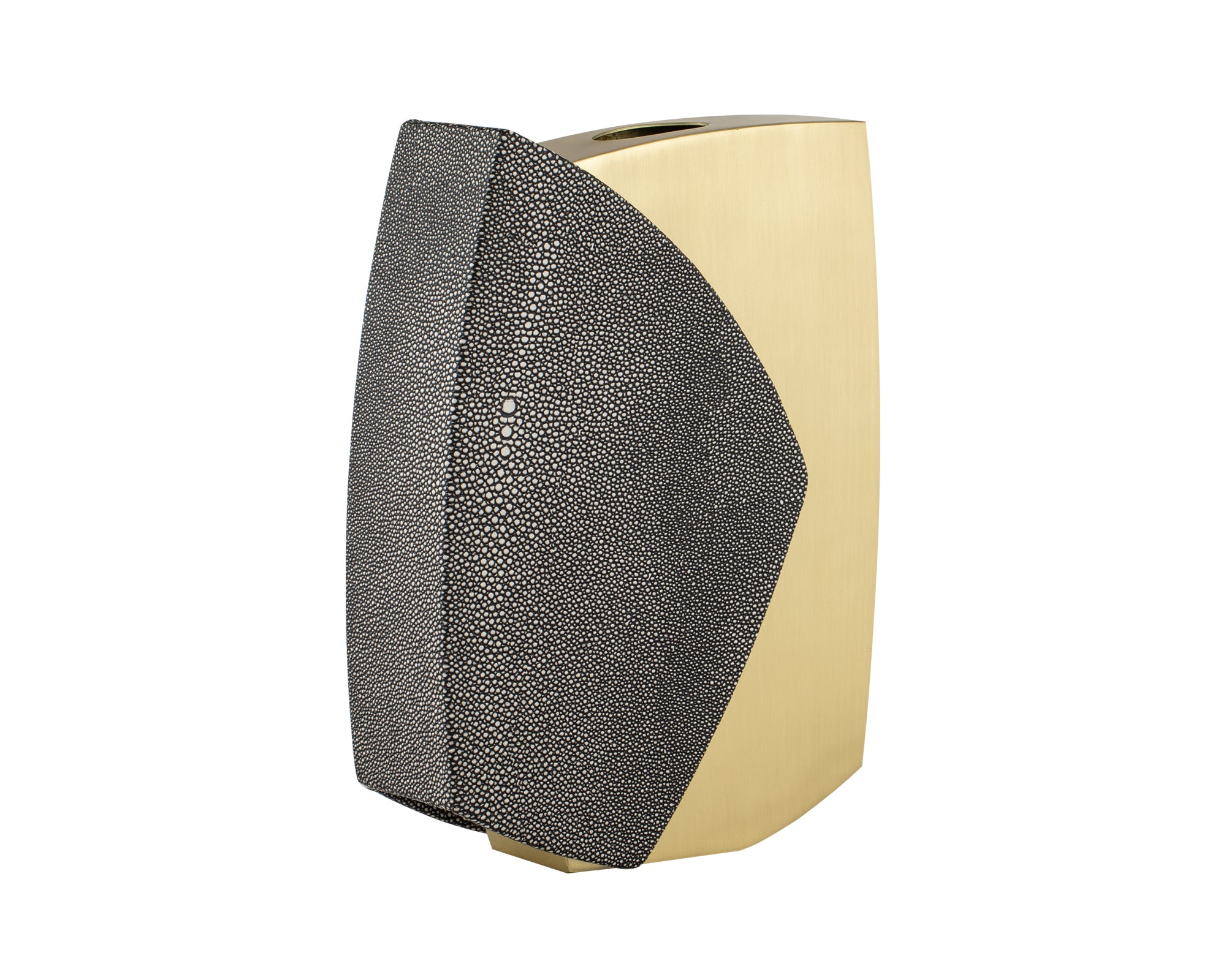 Raymond Vase - Grey Faux Shagreen/Brushed Brass