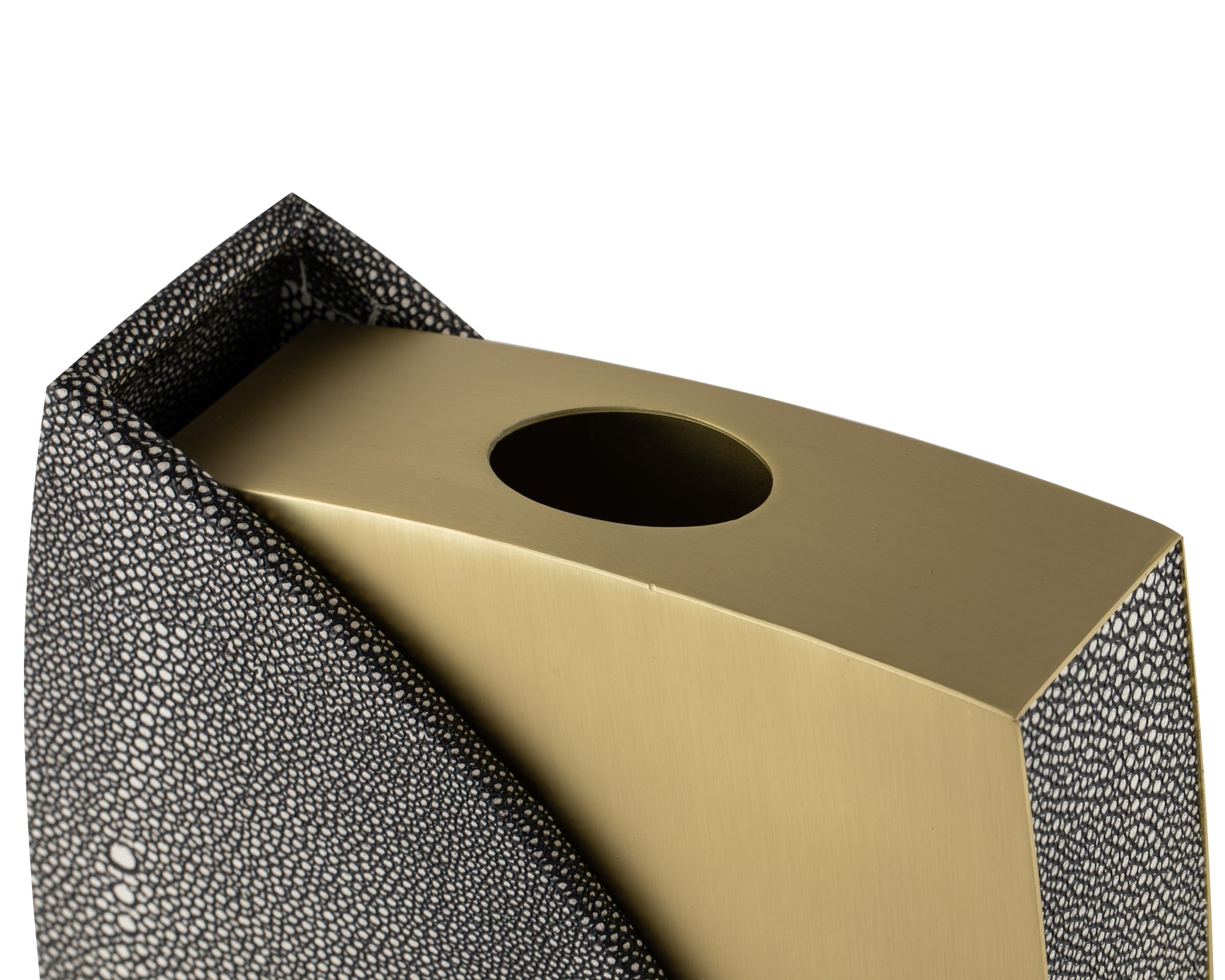 Raymond Vase - Grey Faux Shagreen/Brushed Brass