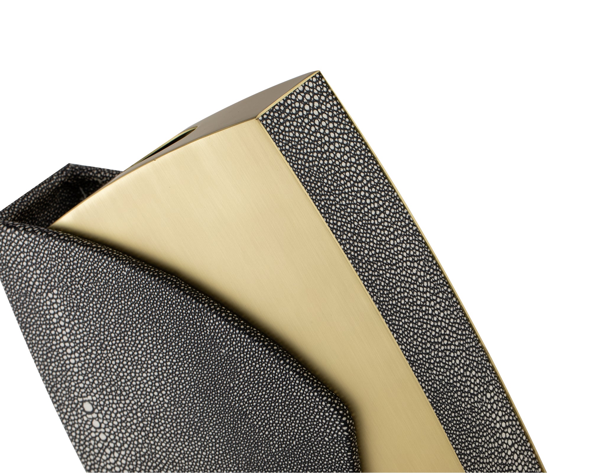 Raymond Vase - Grey Faux Shagreen/Brushed Brass