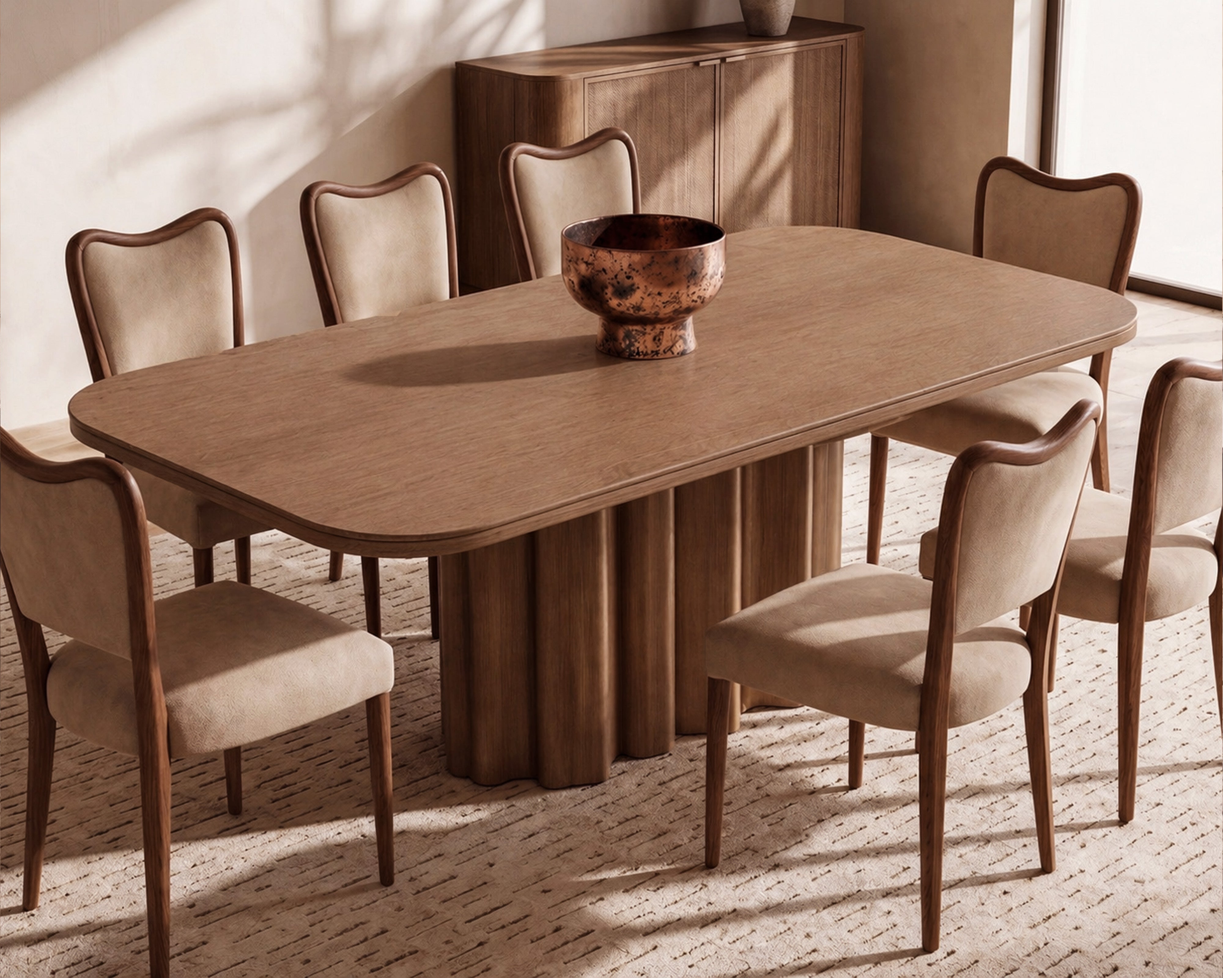 Adelaide Dining Chair - Hopper Desert & Brushed Brown Wood