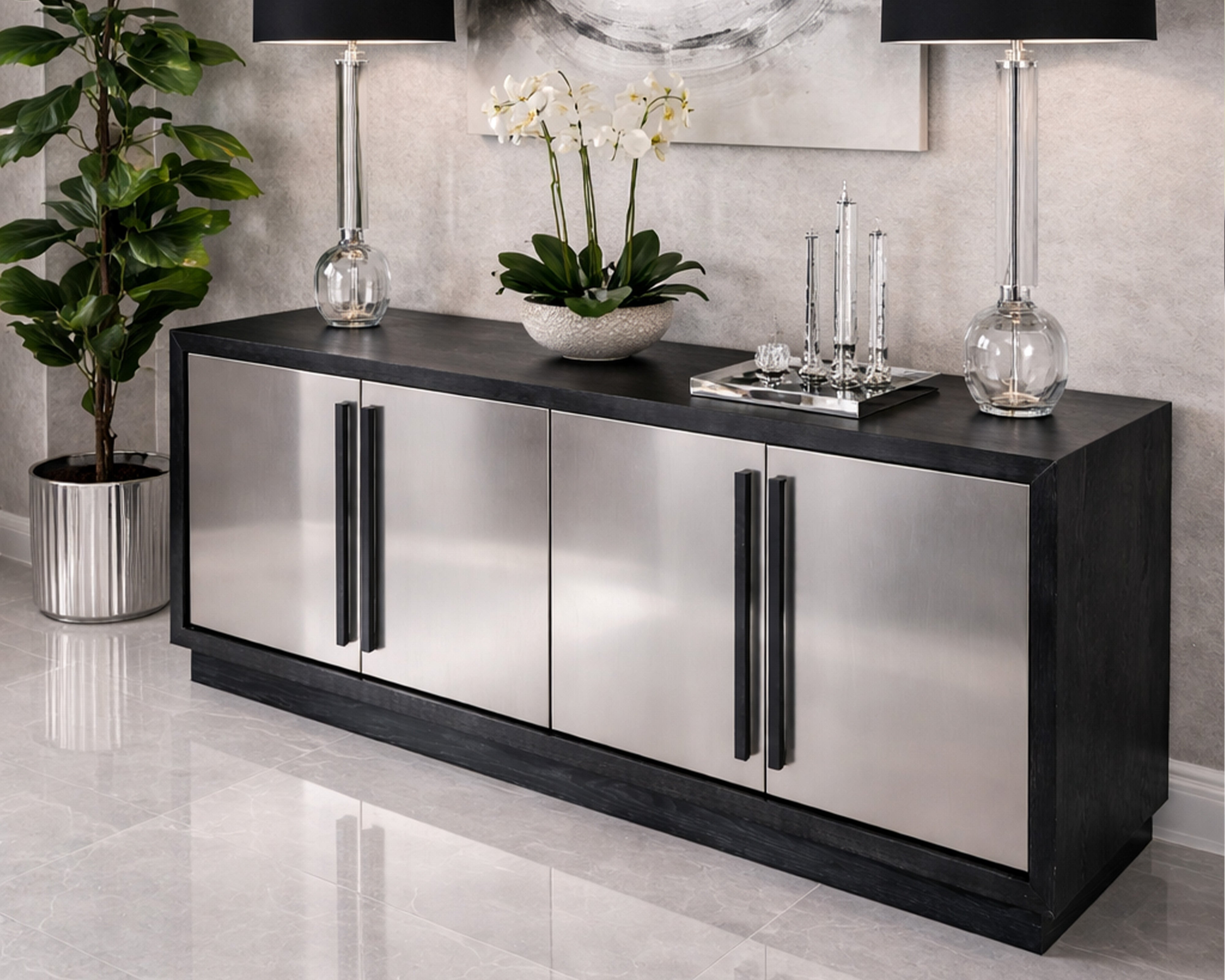 Camden Sideboard - Ebony Ash Stainless Steel
