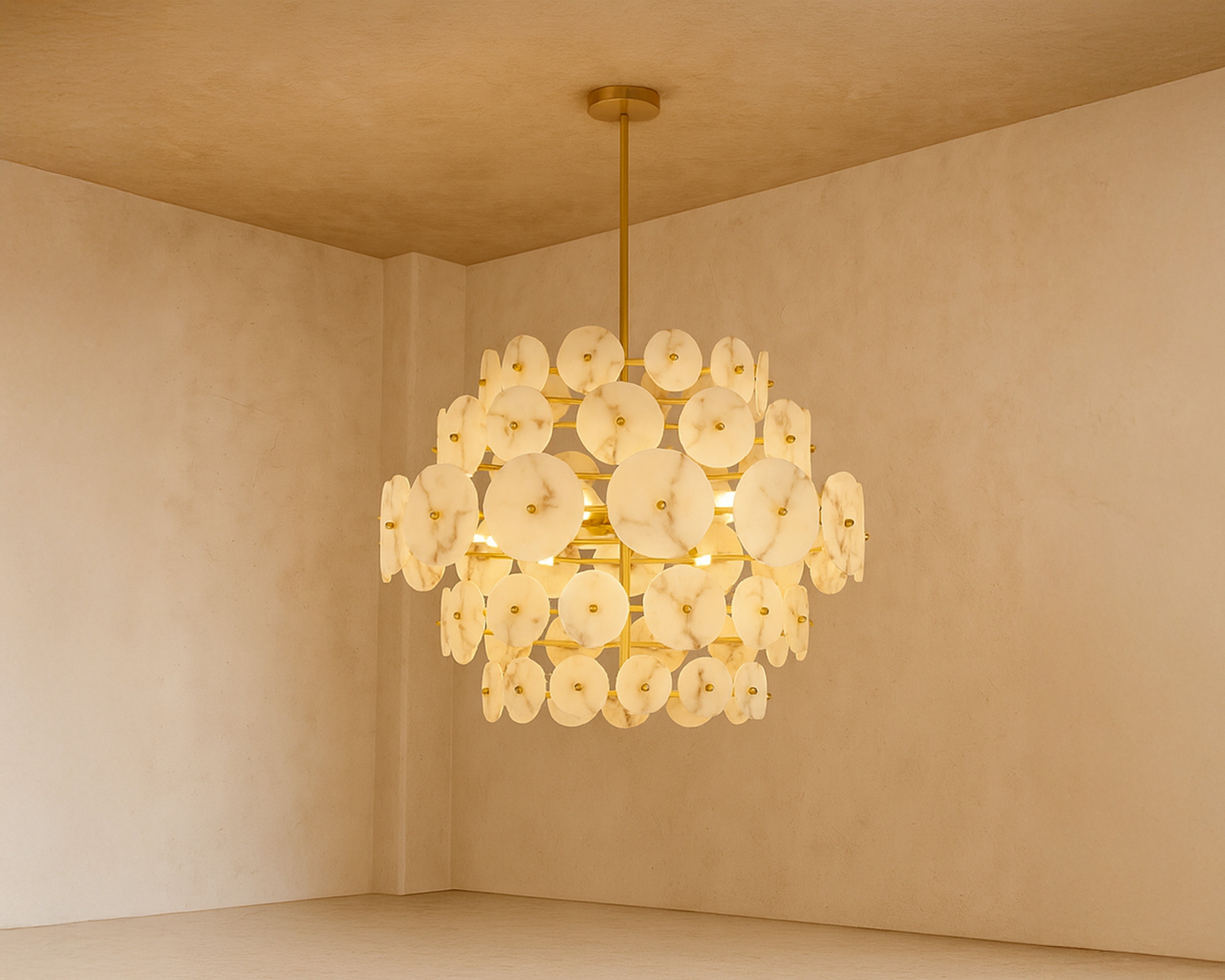 Momo Chandelier - Antique Brass & Alabaster Effect