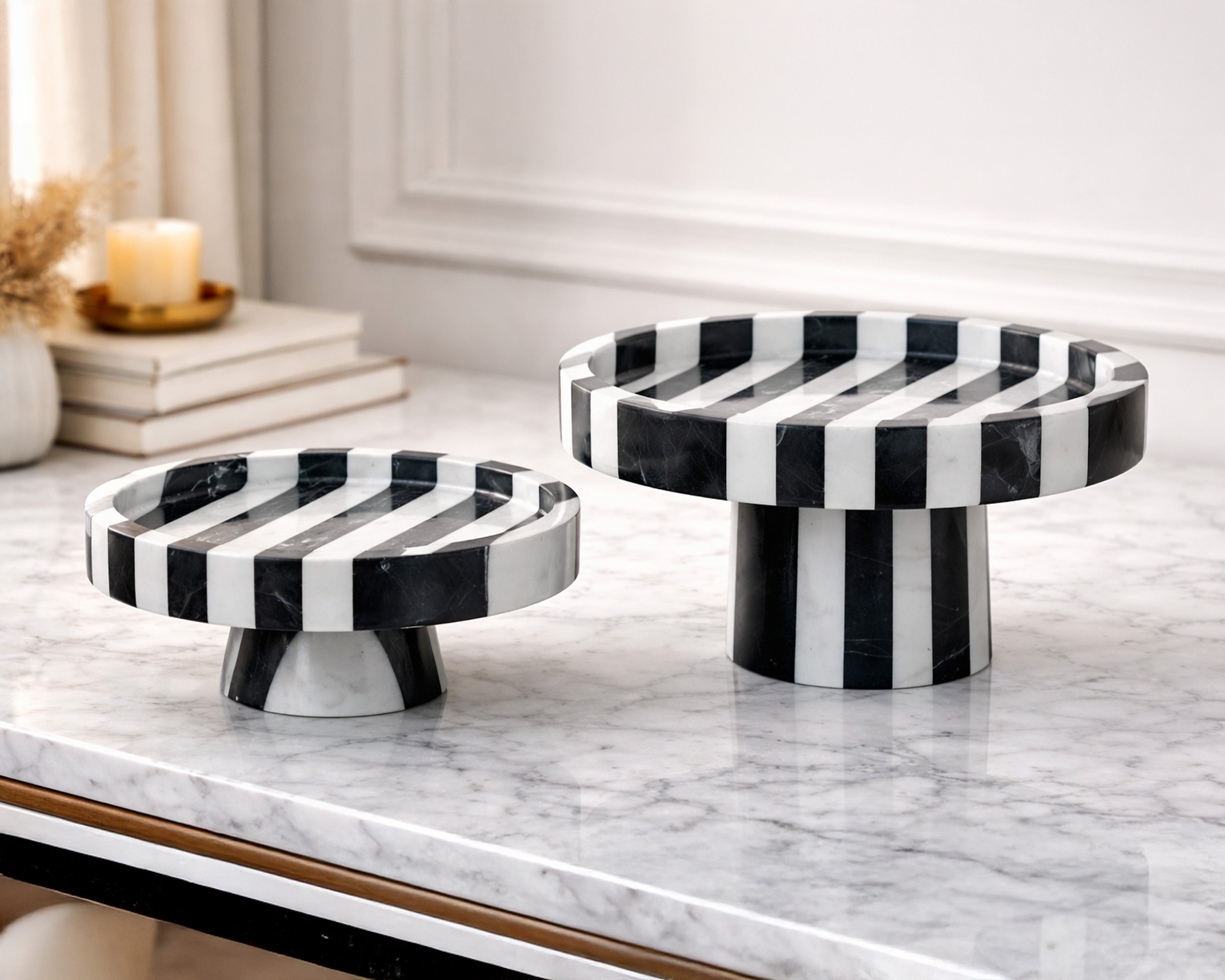 Monochrome Tray Small - Black and White Marble
