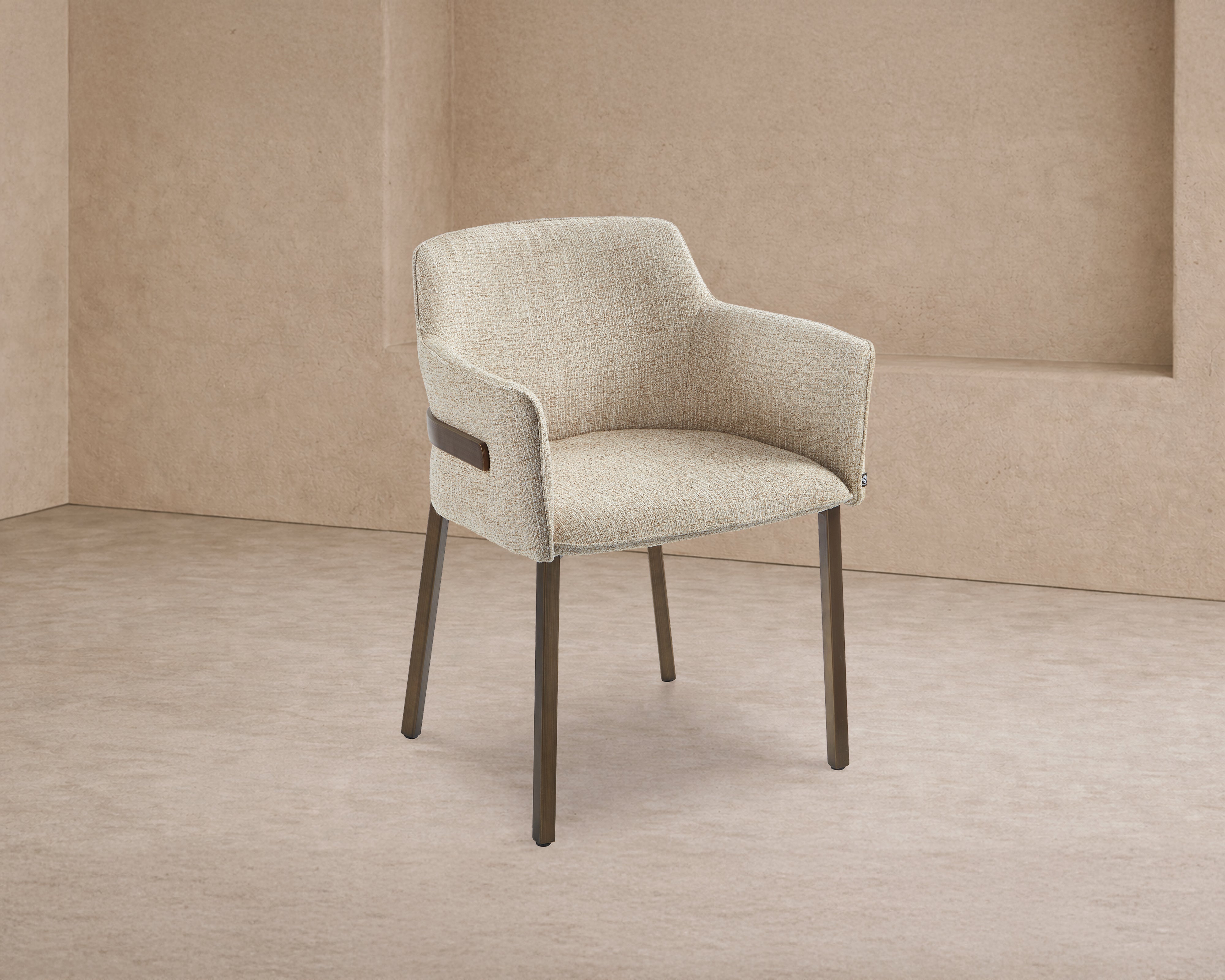 Tessa Dining Chair (set of 2) - (Crib 5) Field Beige Fabric & Hairline Antique Brass