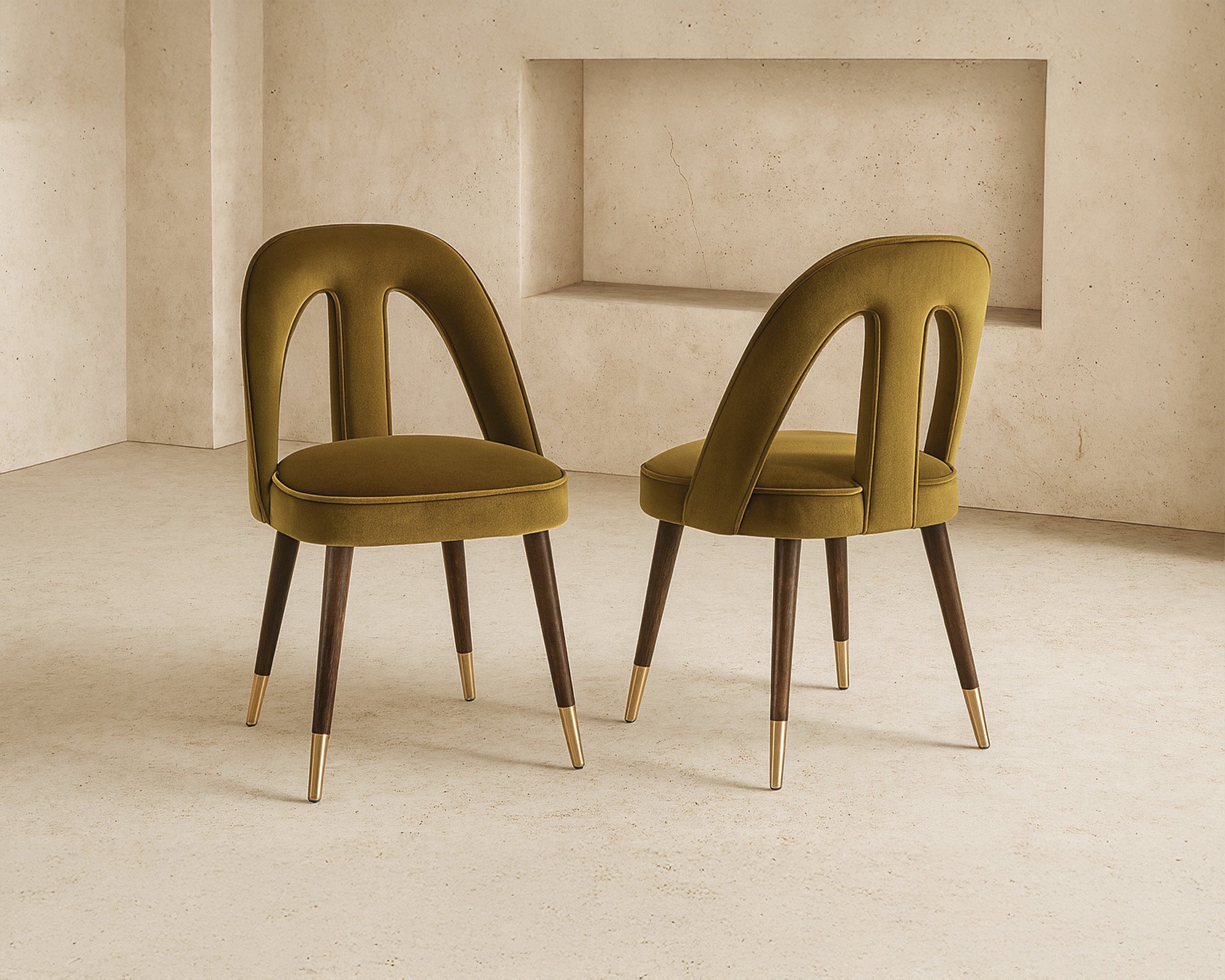 Pigalle Dining Chair - Kaster II Mustard Velvet (set of 2)