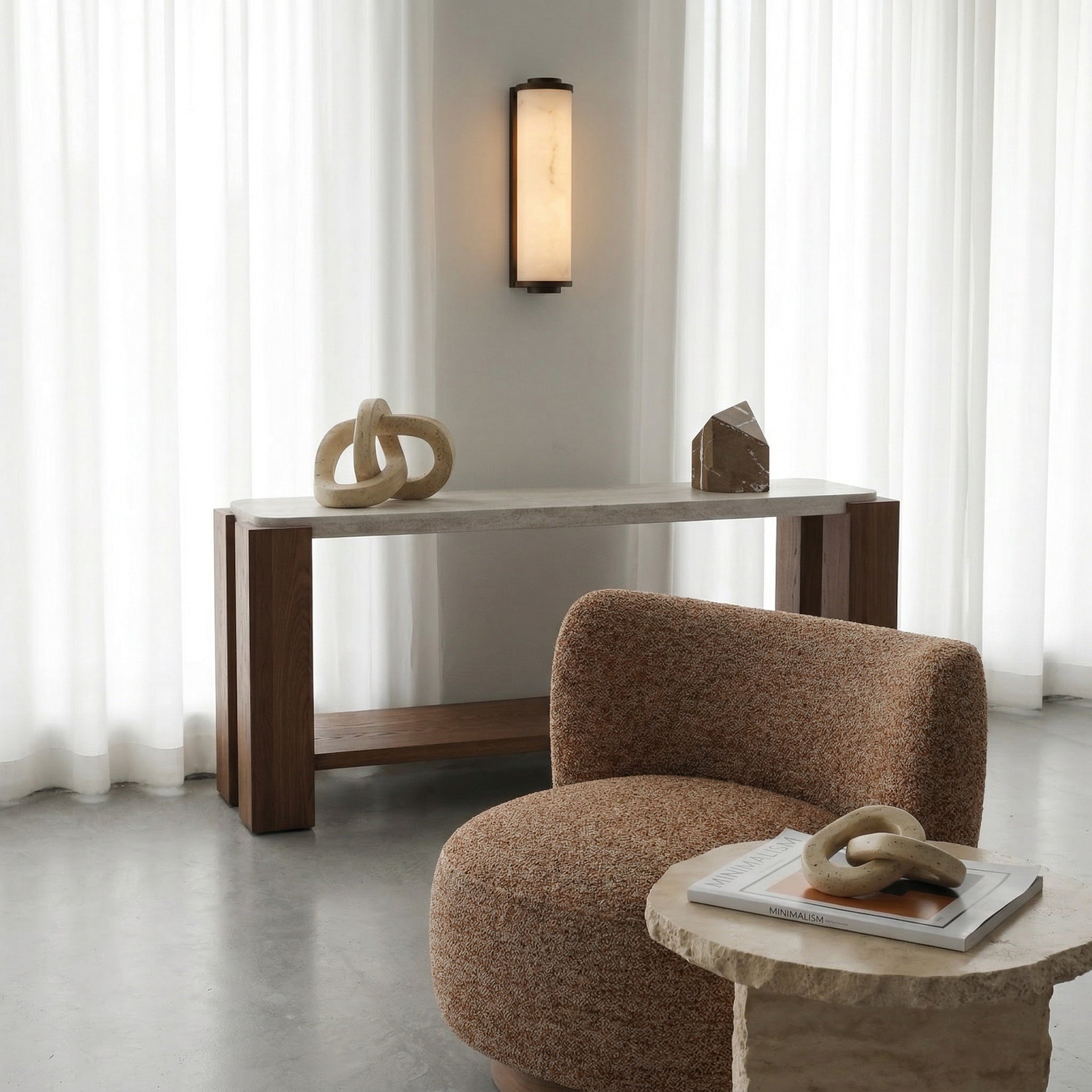 Fento IP44 (Small) Wall Lamp - Antique Bronze and Alabaster Effect