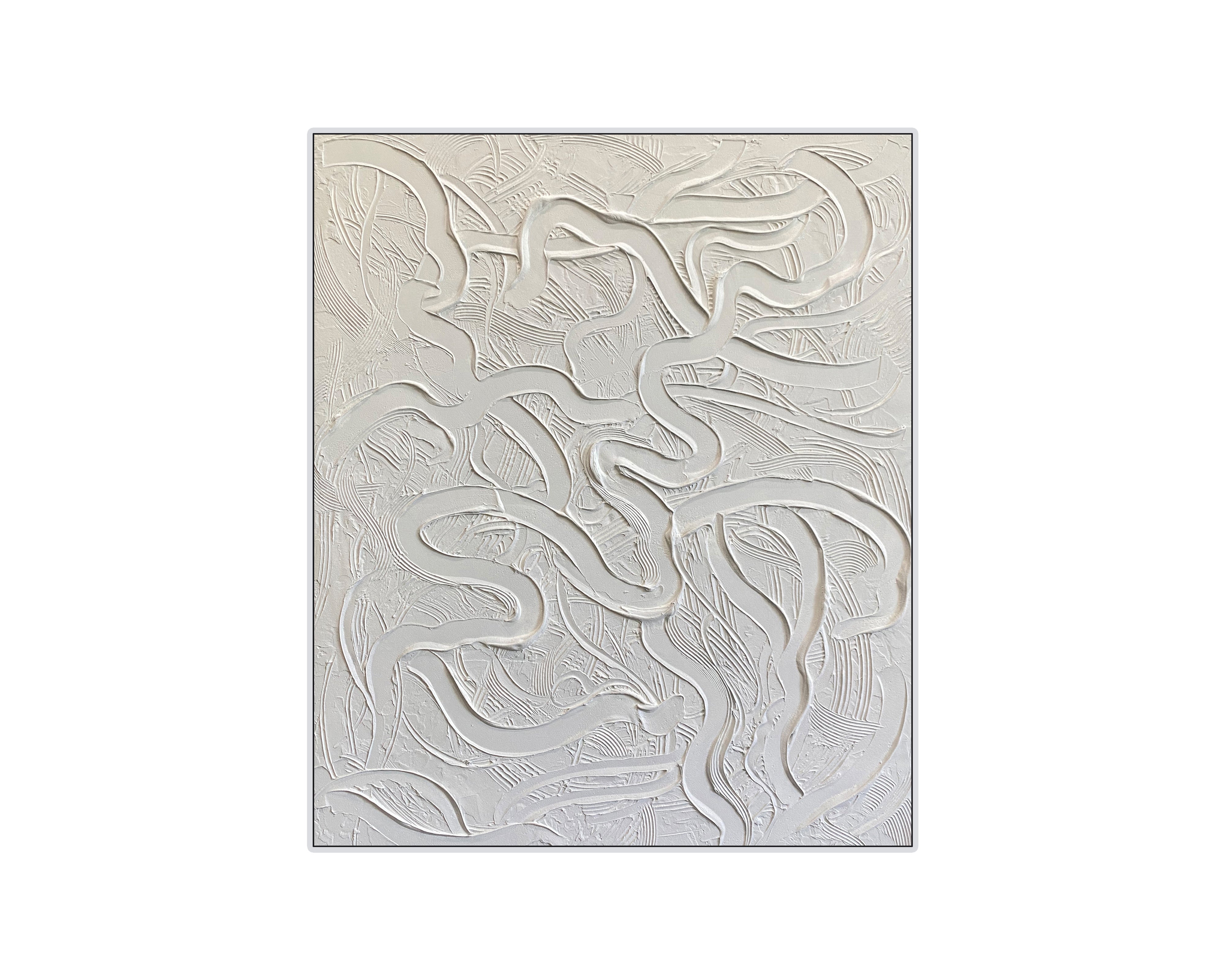 Serene Oil Painting - Hand Painted/White Wood Frame
